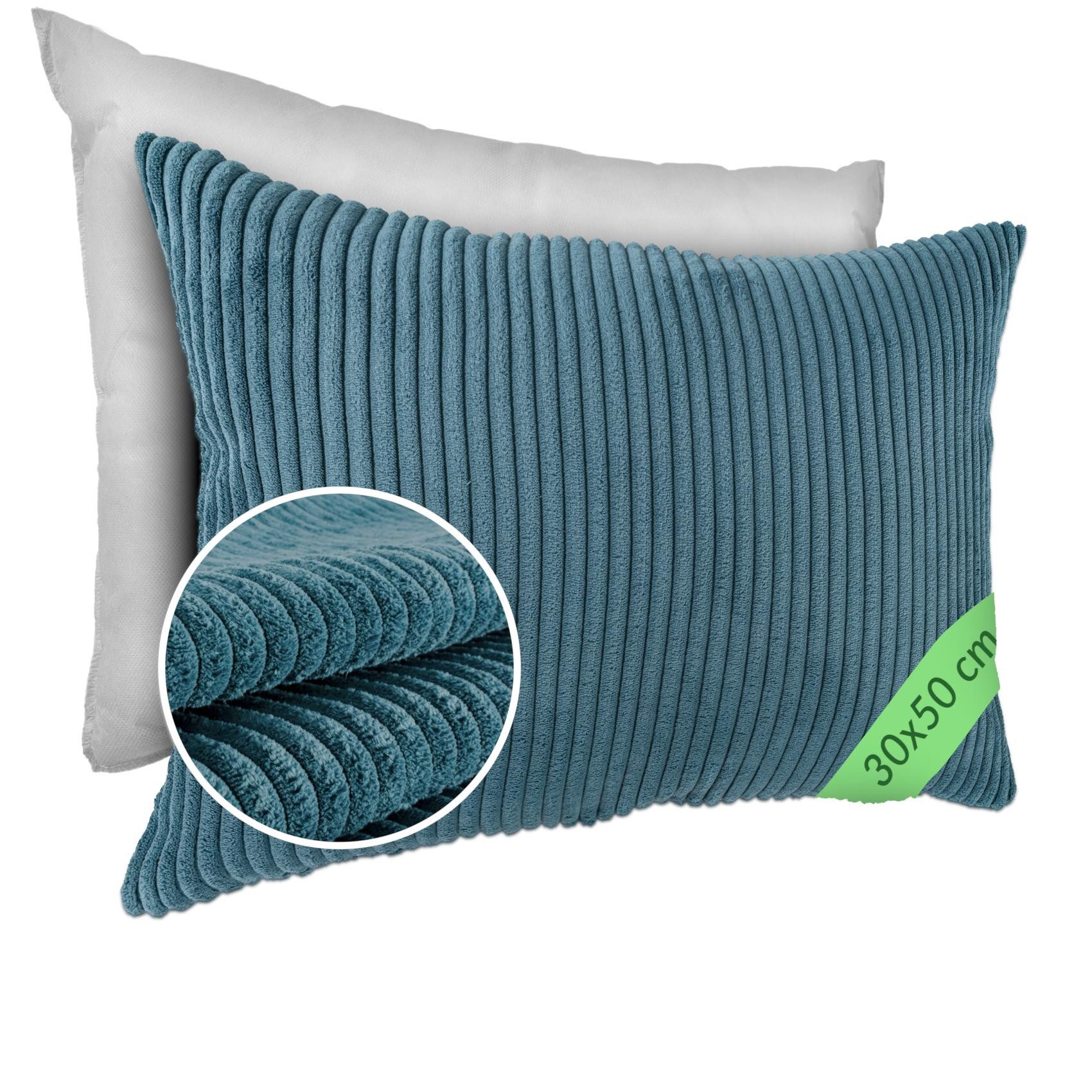 ANRO Dekokissen Kissenhülle MIT oder OHNE Füllung Kissenbezug Zierkissen, Kissenhülle in 30x50cm mit Füllung Türkis