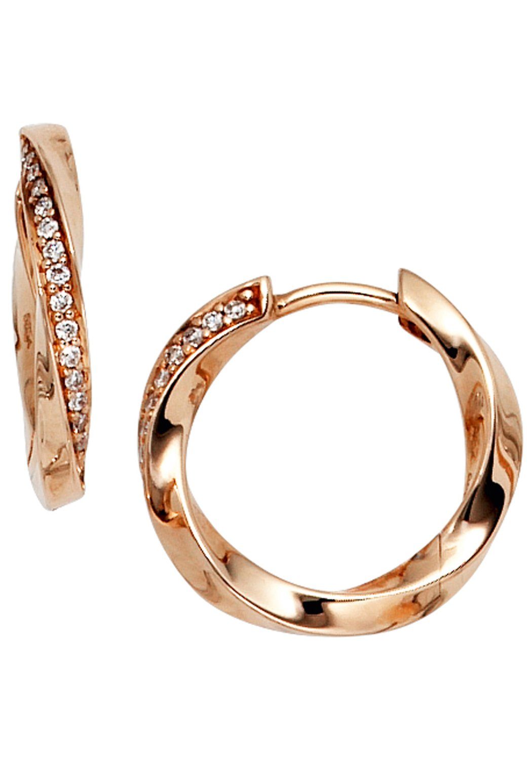 JOBO Paar Creolen, 585 Roségold mit 30 ... JOBO Paar Creolen, 585 Roségold mit 30 ...