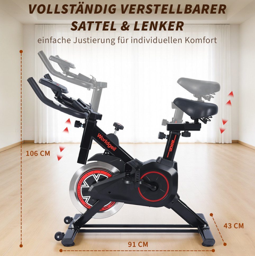 Nettlife Heimtrainer Fahrrad 150kg Magnetbremse LCD-Display verstellbarer Widerstand leises, Tablet-Halter&Einstellbarem Sitz Heimtrainer für CardioTraining