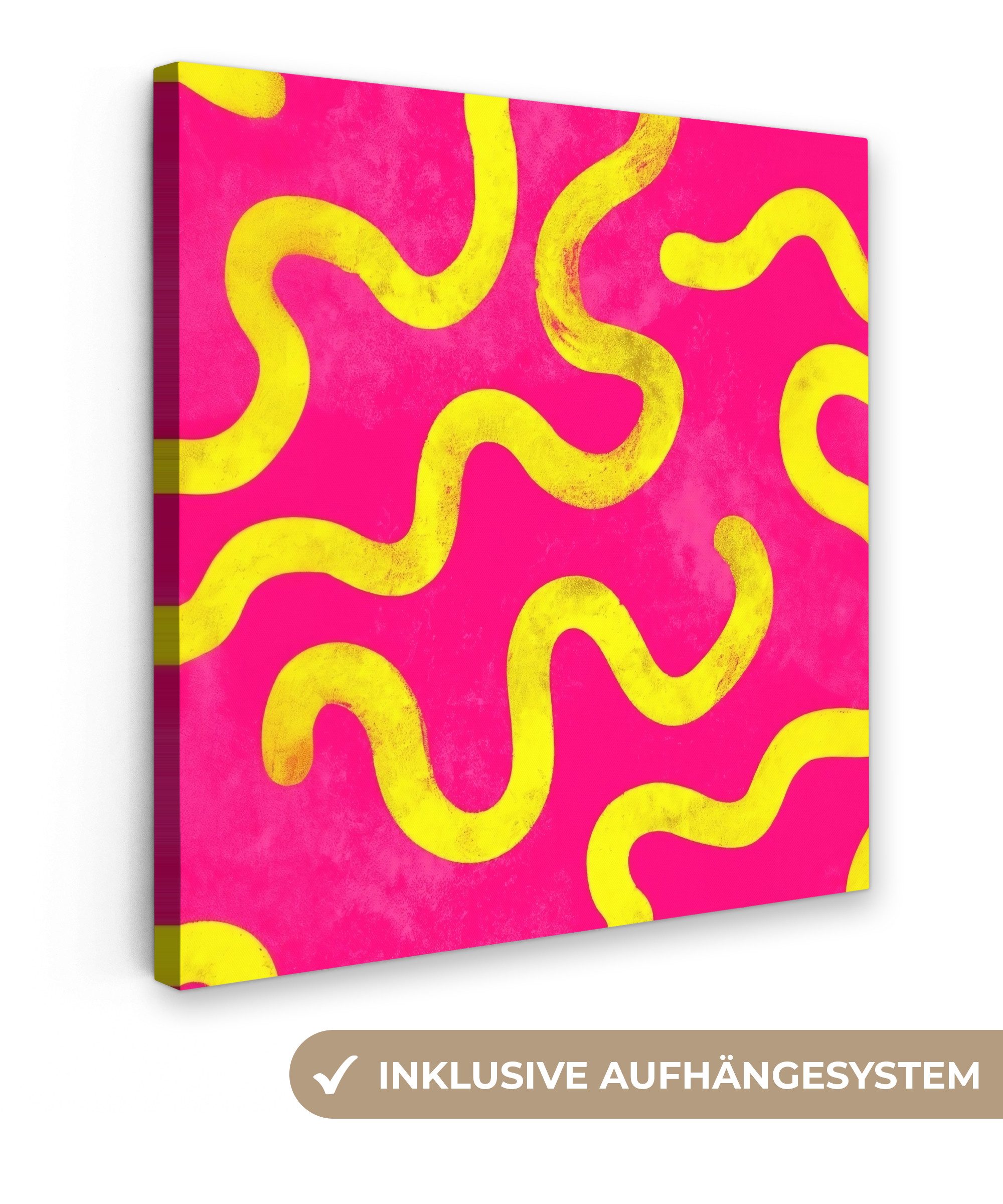 OneMillionCanvasses® Leinwandbild Linie - Gelb - Abstrakt, Fotodruck (1 St), Wandbild, Deko Schlafzimmer Wohnzimmer Flur 20x20 cm