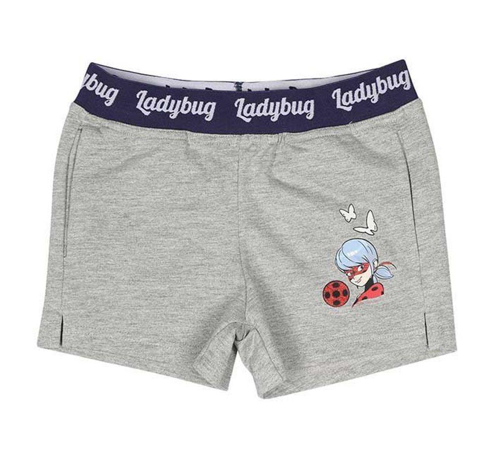 Miraculous - Ladybug Sweathose Miracullus Kurze Mädchenhose Sommerhose grau und rot 4 5 6 8 Jahre