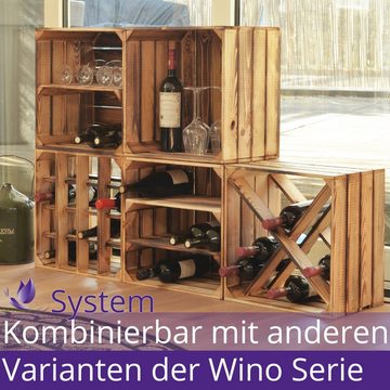 CHICCIE Weinregal Wino Flaschenregal aus Holz Geflammt Weiß + Regal, 1-tlg.