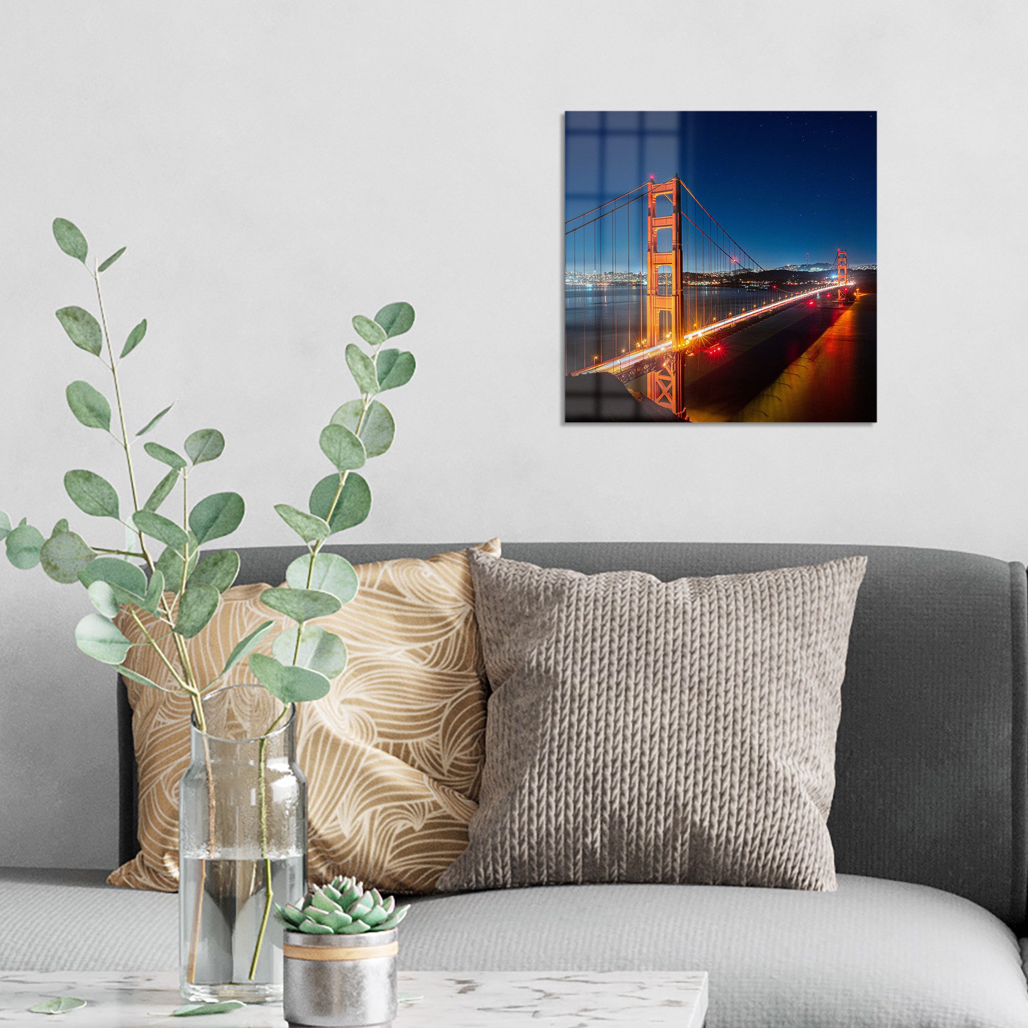 DEQORI Glasbild 'San Francisco bei Nacht', 'San Francisco bei Nacht', Glas Wandbild Bild schwebend modern