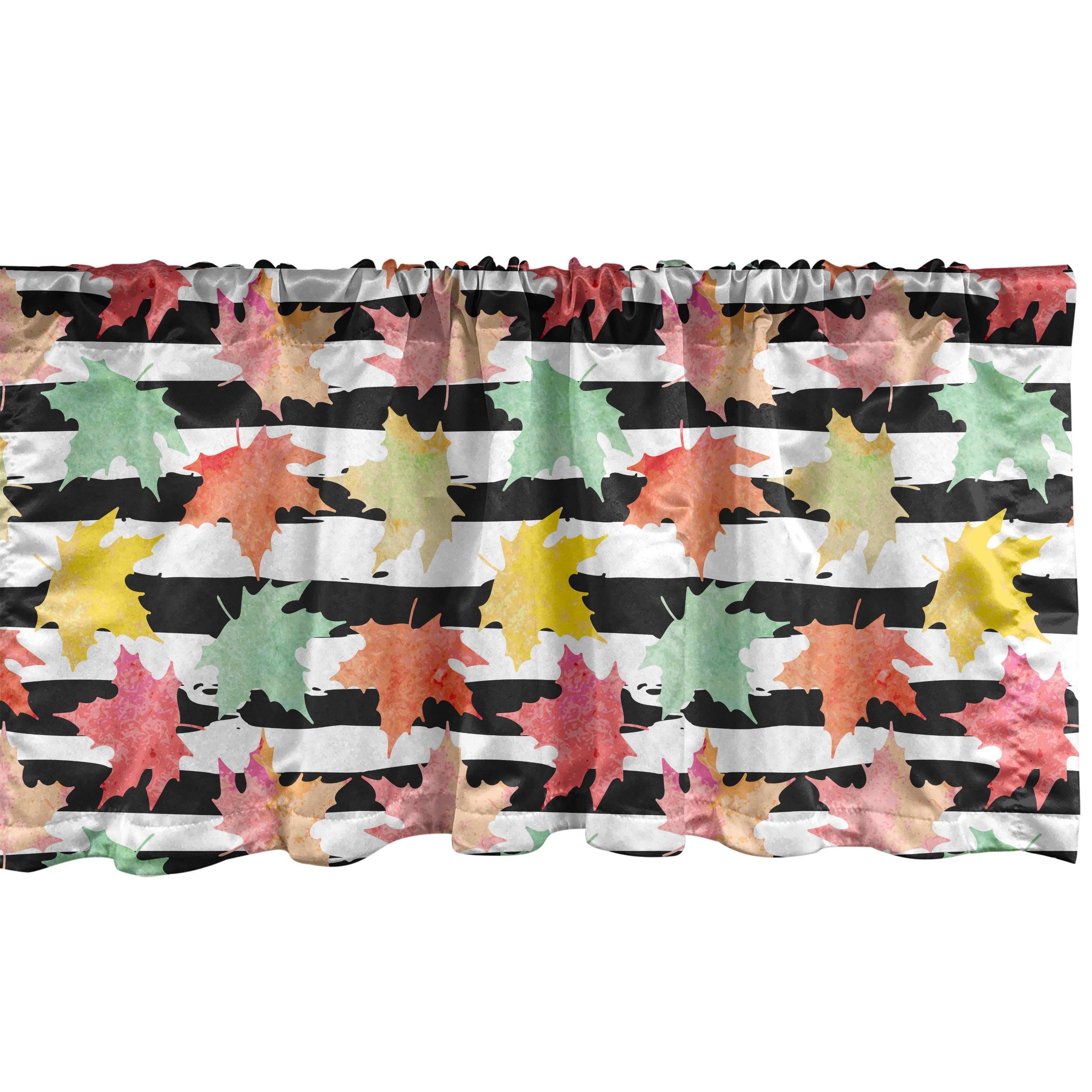 Scheibengardine Vorhang Volant für Küche Schlafzimmer Dekor mit Stangentasche, Abakuhaus, Microfaser, Herbst Multicolor Maple Stripes
