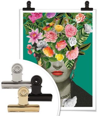 Wall-Art Poster Frida Floral Blumenstrauß, Schriftzug (1 St), Poster ohne Bilderrahmen