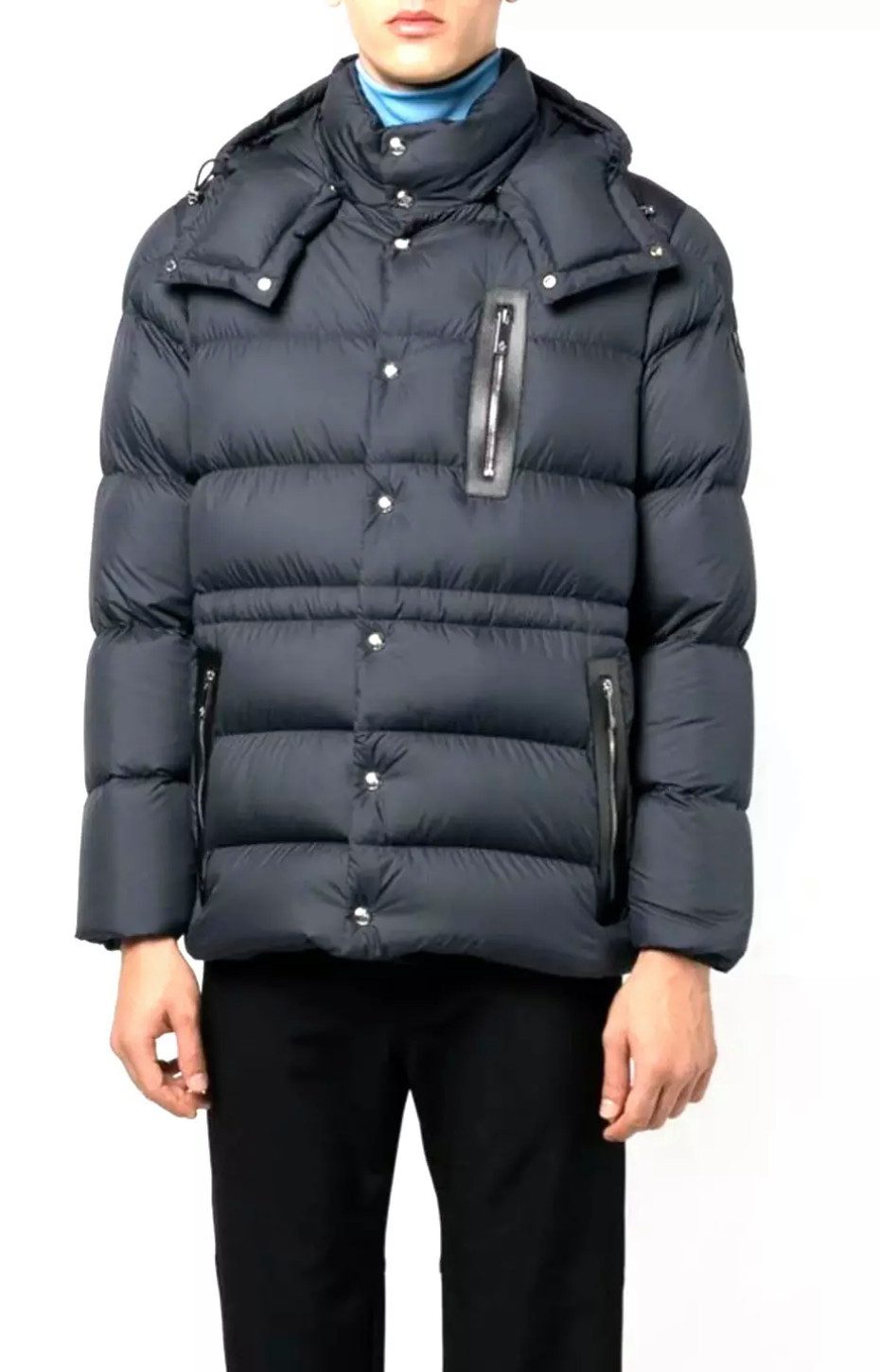 MONCLER Daunenjacke Bauges Mantel Bomber Parka mit Kapuze 4XL Zwei-Wege-Reißverschluss mit Druckknopf-Leiste