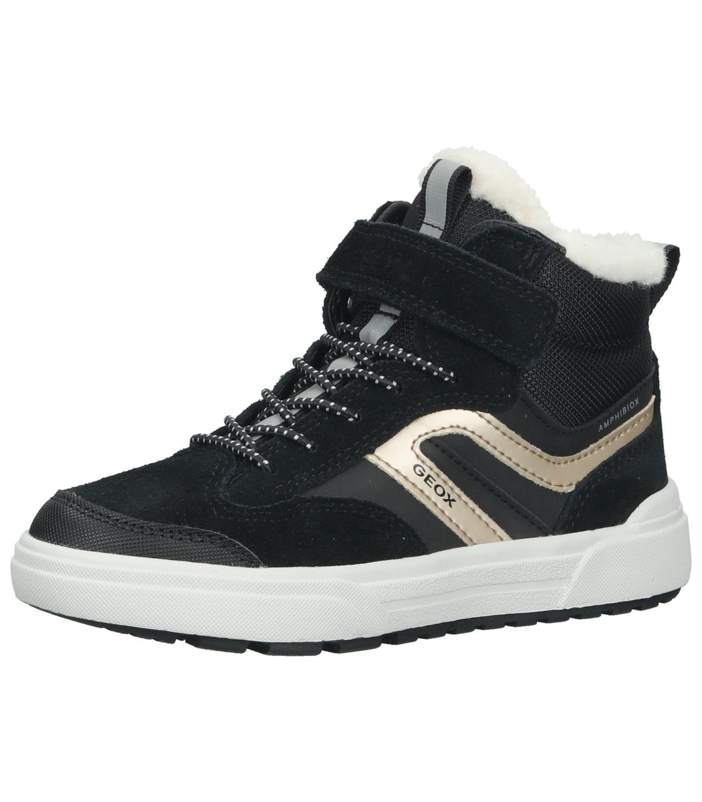 Geox Sneaker Schwarz Leder/Textil Sneaker Gold