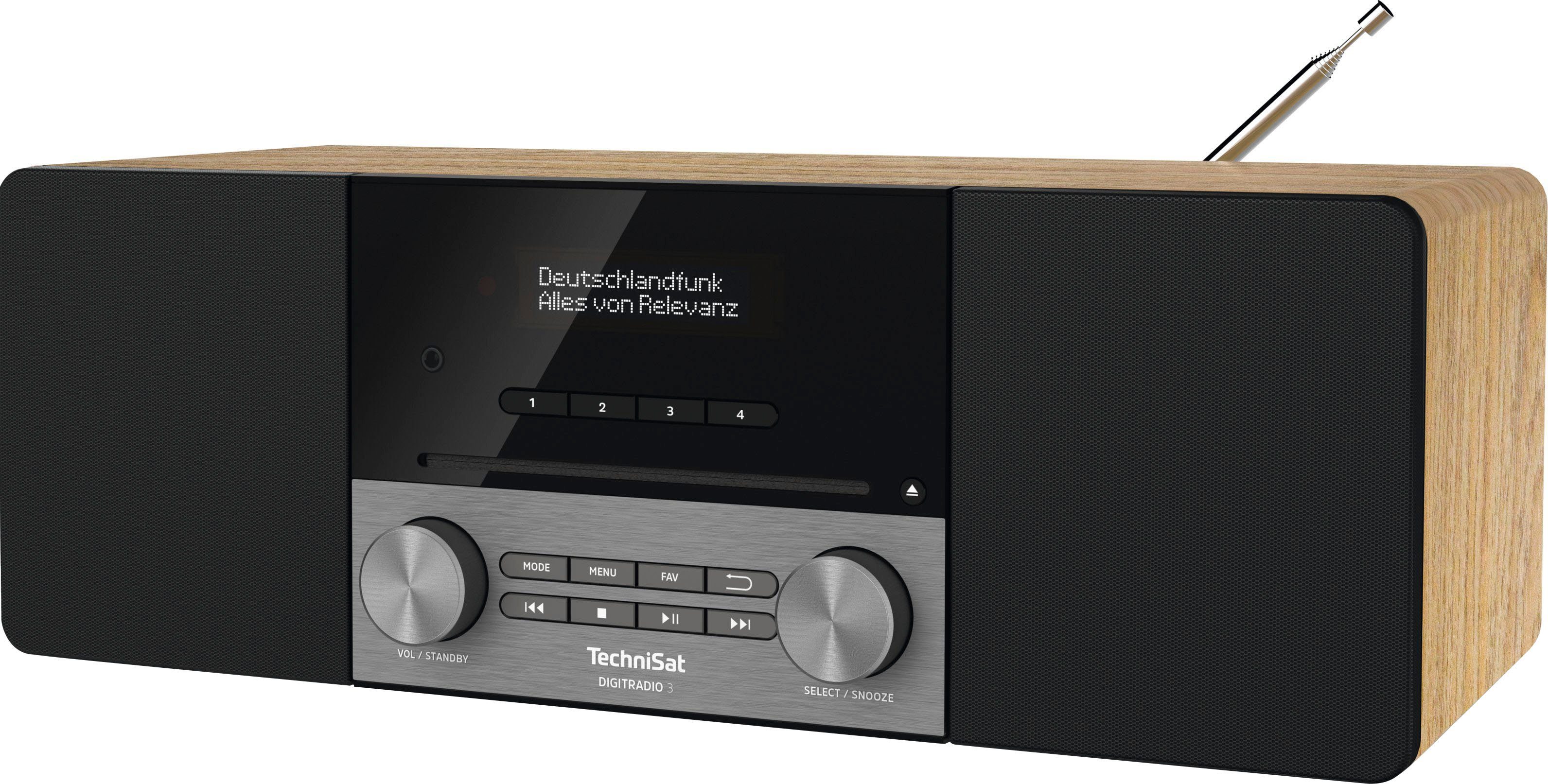 DIGITRADIO TechniSat UKW (Digitalradio Germany) mit W, RDS, Digitalradio 20 (DAB) Made in (DAB), Eiche 3 CD-Player,