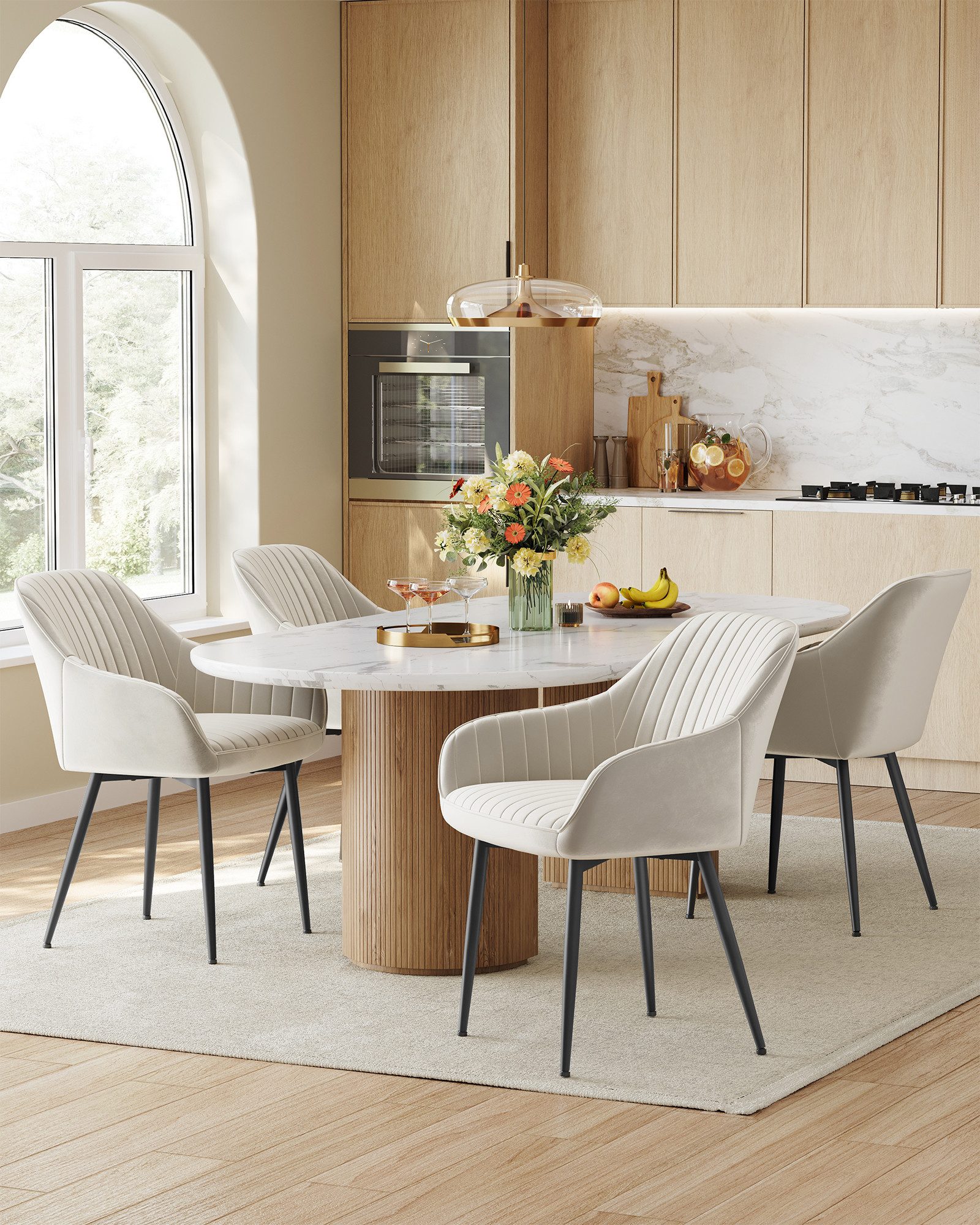 SONGMICS Esszimmerstuhl (1 St), Polsterstuhl mit Metallbeine, Samt, für Sch günstig online kaufen