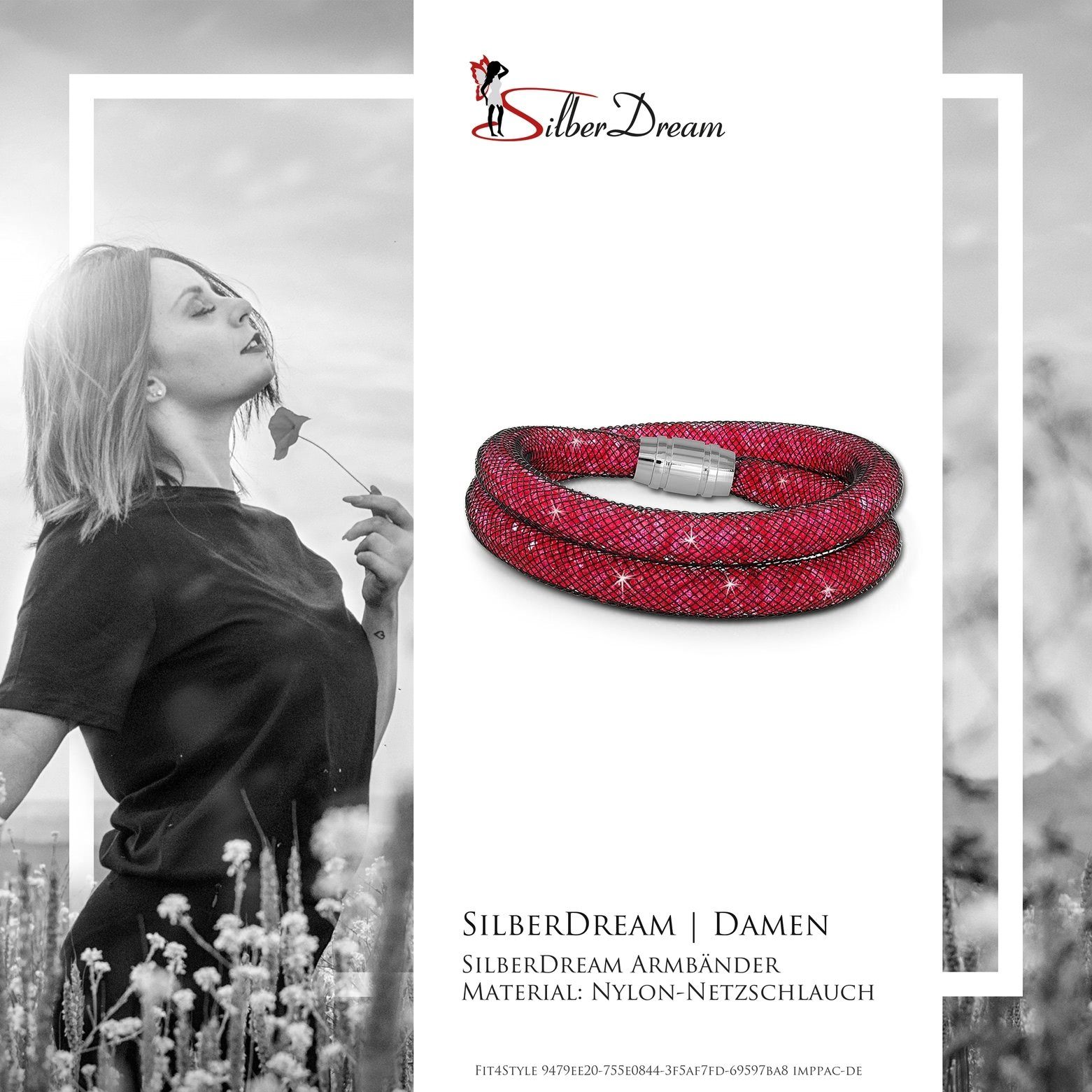 fuchsiafarben (Armband), SilberDream mit Arm-Schmuck rot SilberDream Farbe: Damenarmband Edelstahl-Verschluss, rot, Armband Edelstahlarmband