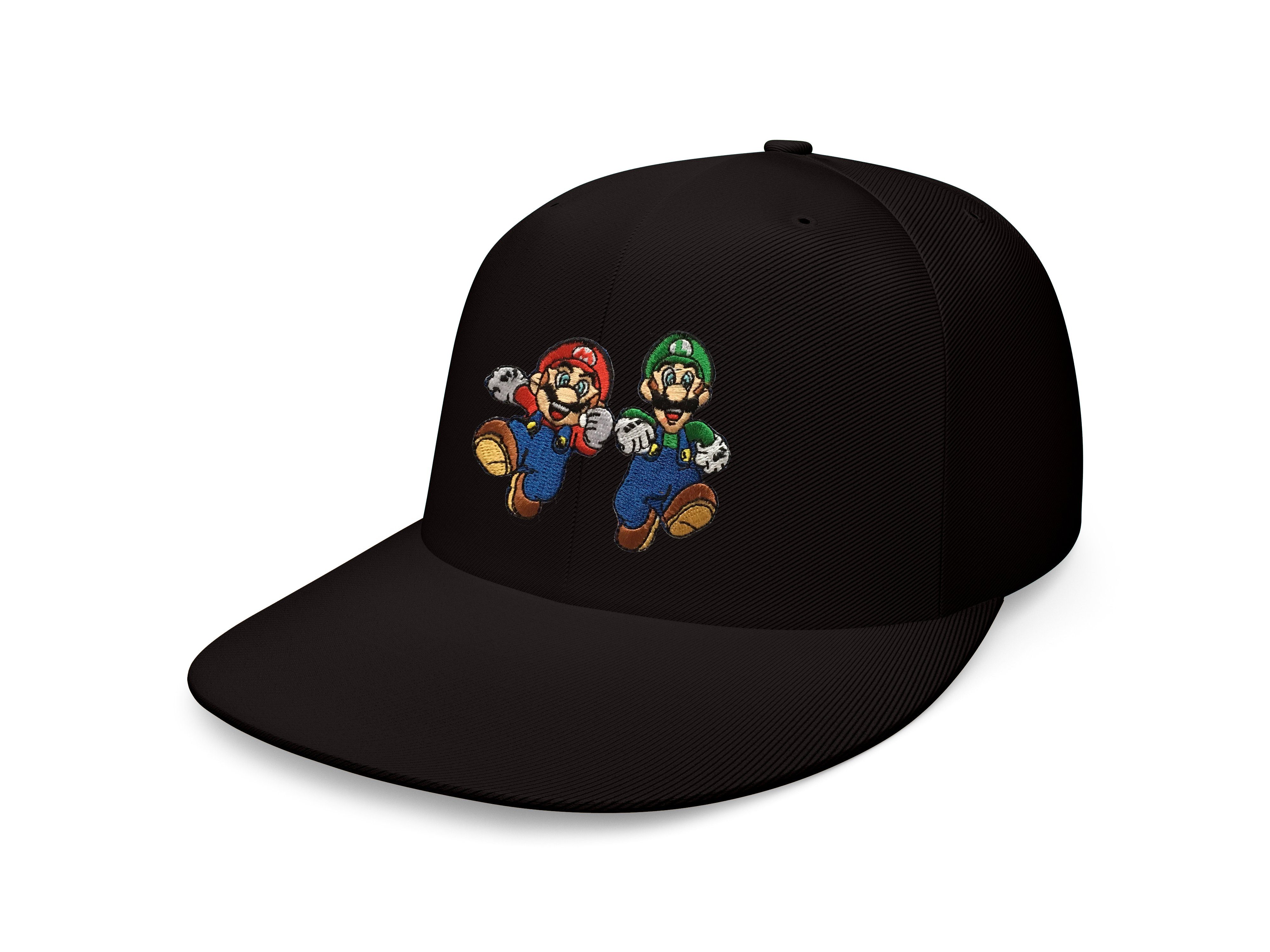 Blondie & Brownie Snapback Cap Unisex Erwachsene Mario und Luigi Stick Patch Super Nintendo One Size Schwarz