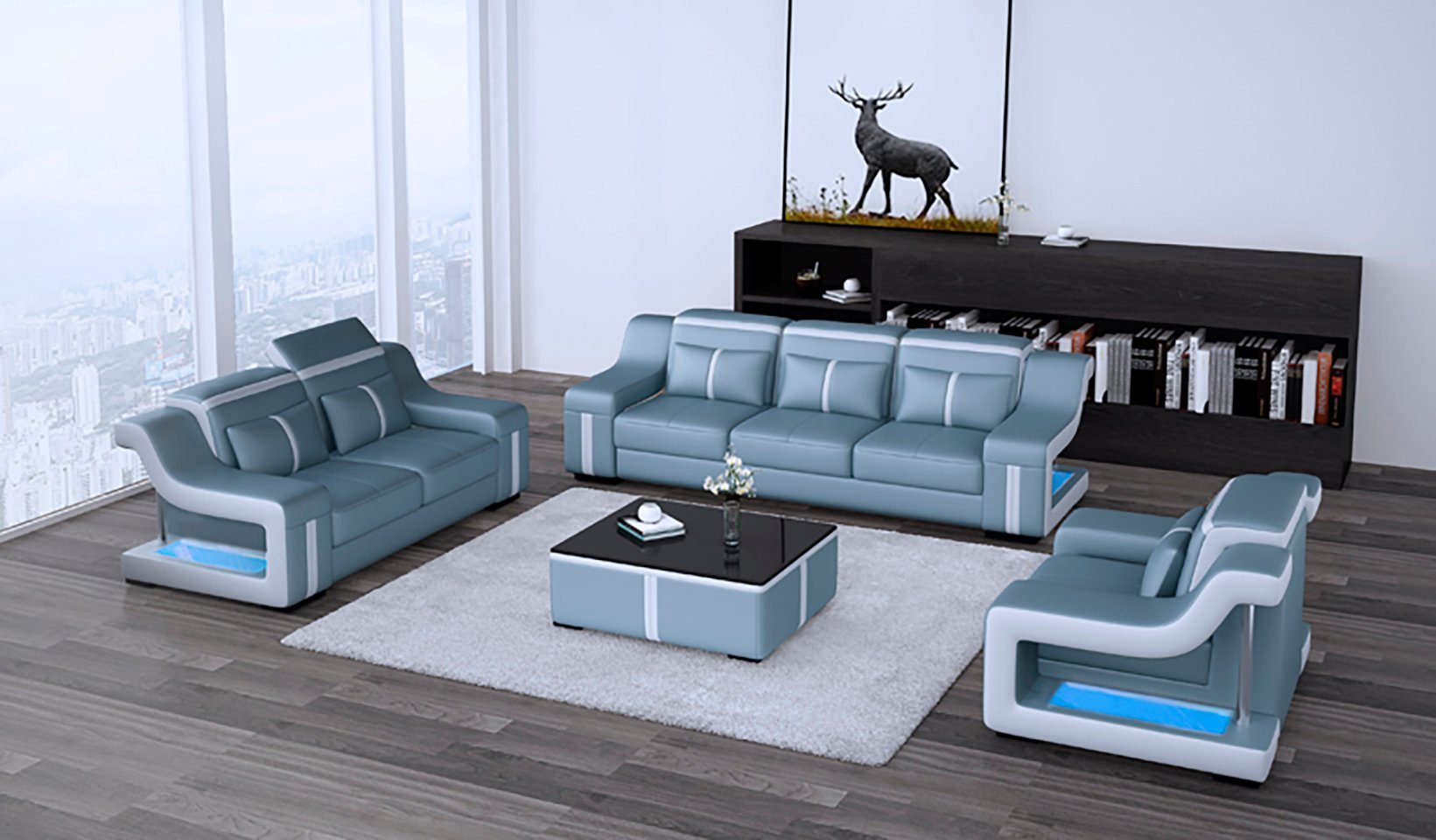 JVmoebel Sofa Graue Designer Couchgarnitur 3+2+1 Modernes Design Neu Sofa, Made in Europe