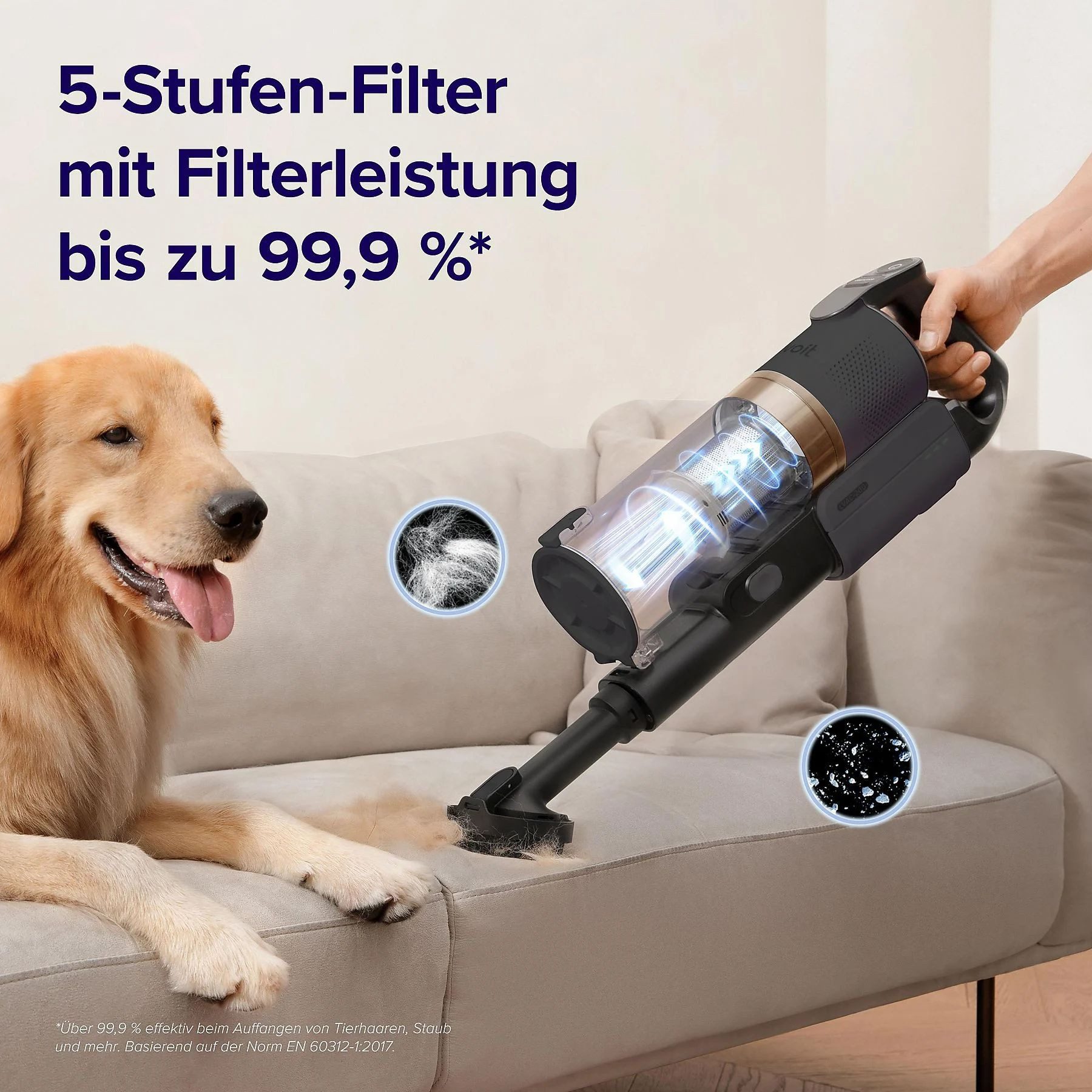 Levoit Akku-Bodenstaubsauger LVAC-200, 180 W, beutellos, 99,9% Filtration, Anti-Tangle, bis zu 50 Minuten