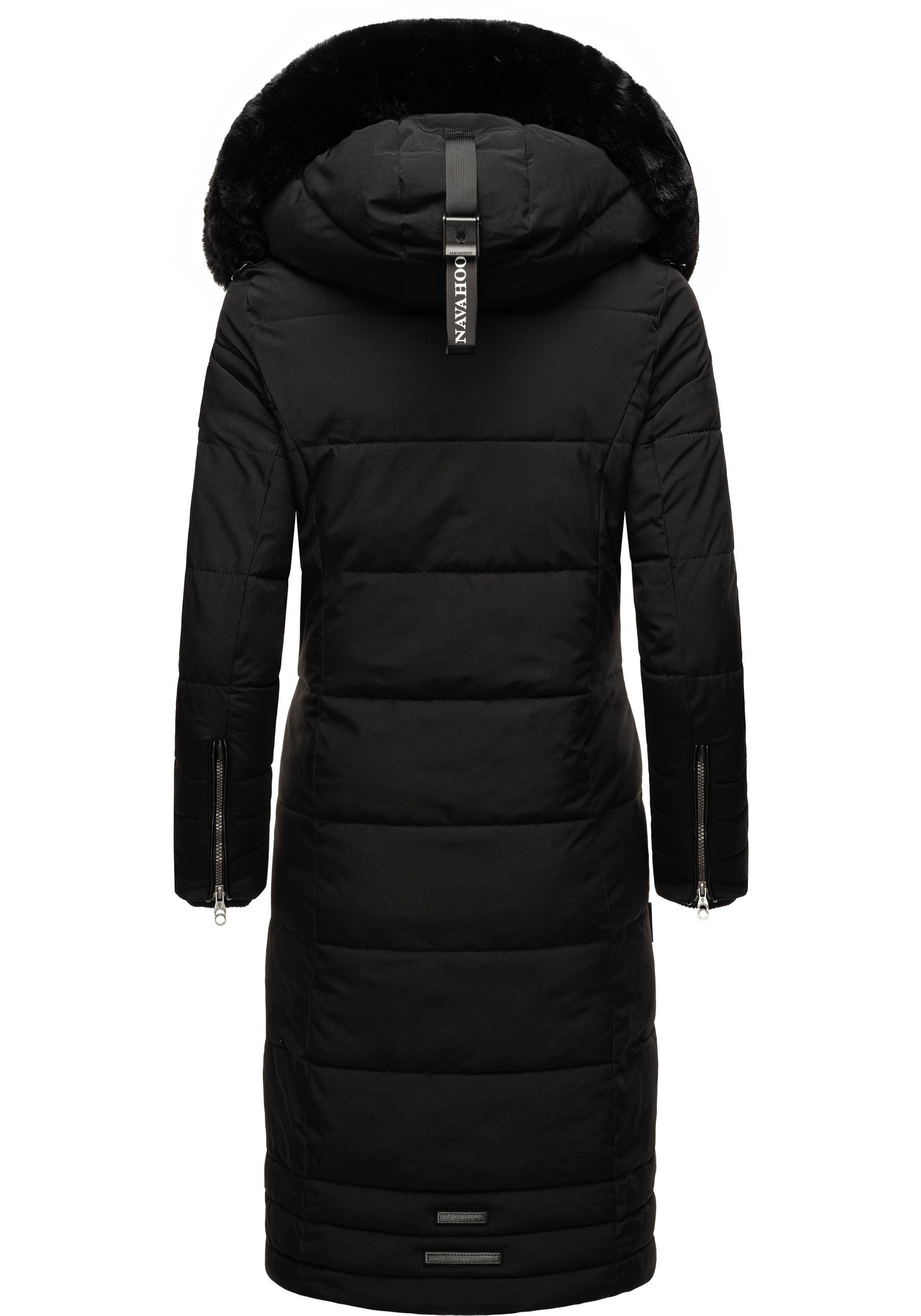 Navahoo Wintermantel Fahmiyaa Edler Steppmantel mit weicher Kunstfellkapuze