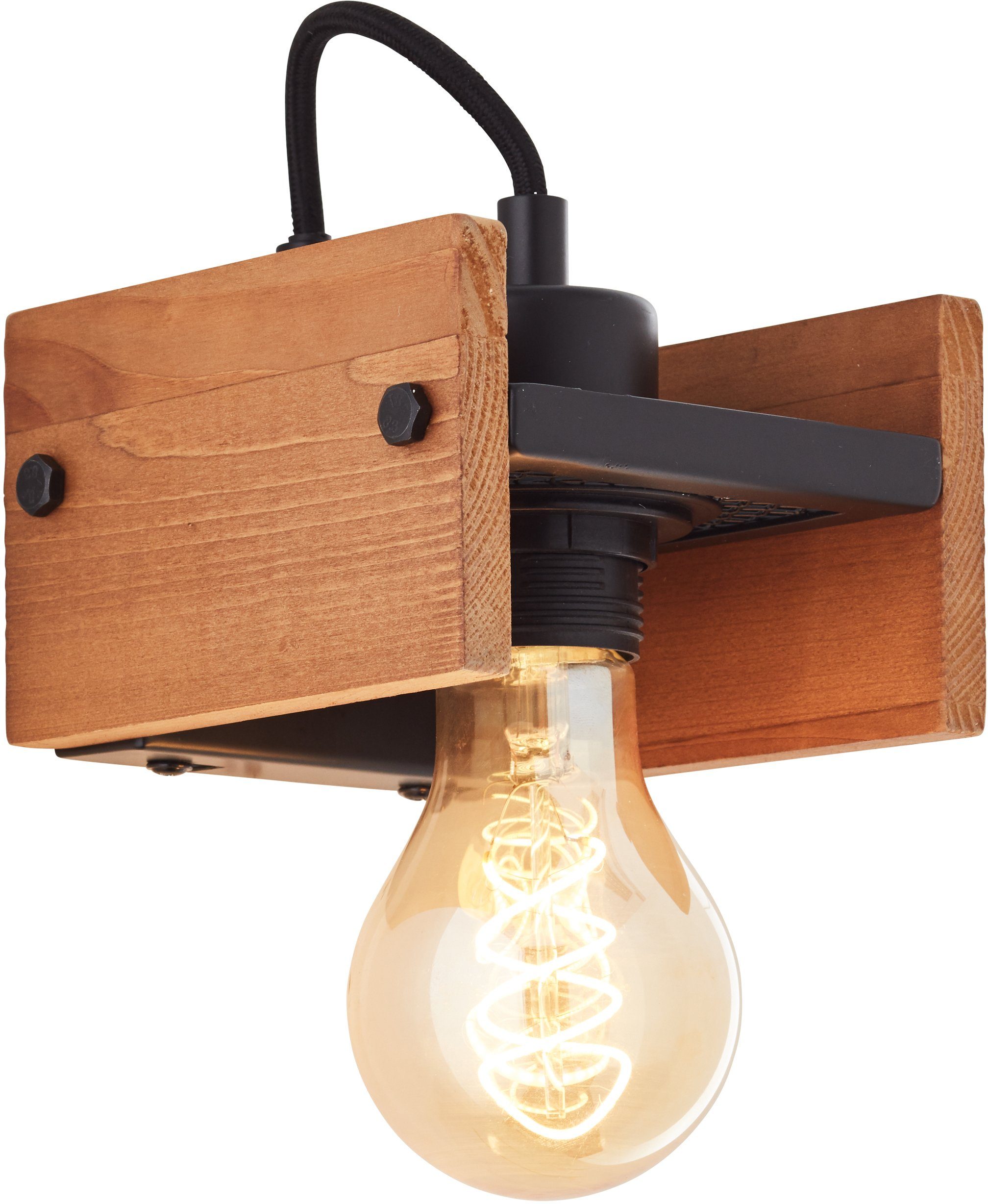 Brilliant Wandleuchte Calandra, ohne Leuchtmittel, 1 x E27, 42W, schwarz/holzfarbend