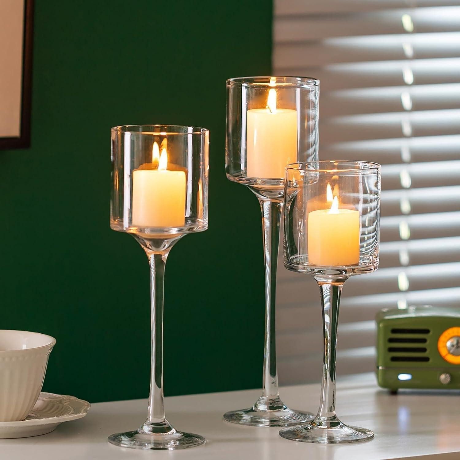 LuxusKollektion Teelichthalter Teelichthalter Glas Kerzenständer Kerzenhalter Tischdeko Hochzeit