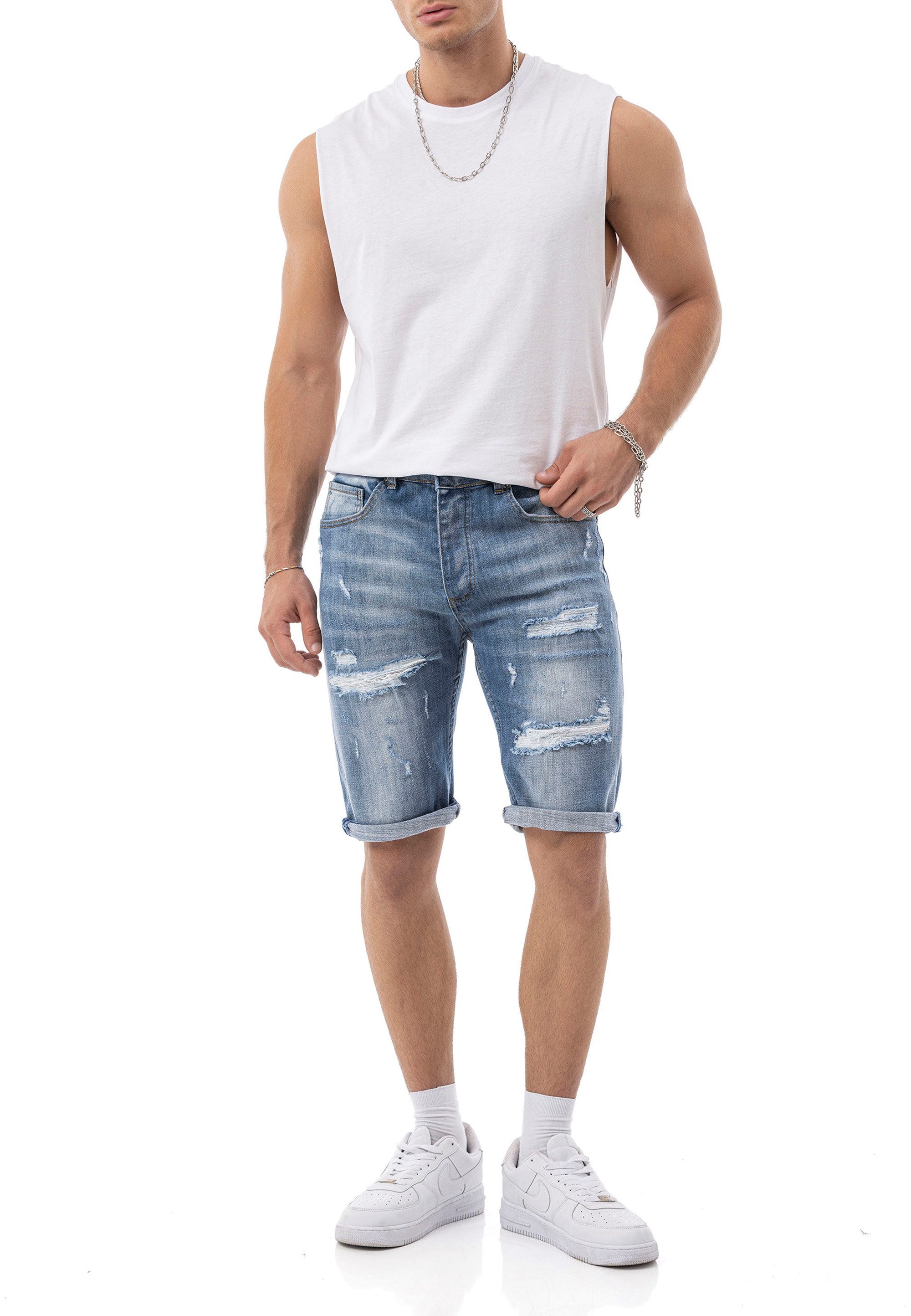 RedBridge Jeansshorts mit Destroy-Details – Kurze Hose, 5-Pocket, Umschlag, Regular Fit – Bild 4 von 5