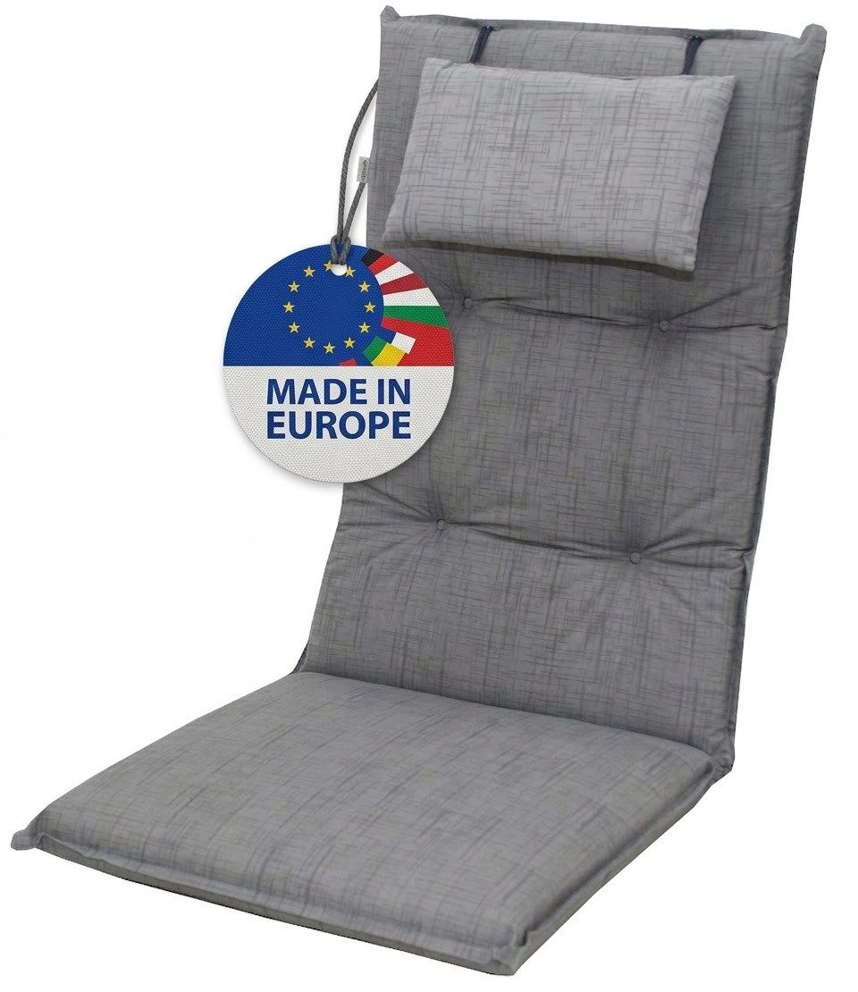 doppler® Hochlehnerauflage 6994 Gartenstuhl Auflagen Kissen Polster für Hochlehner, (1 Auflage, 1 St., 1 Auflage), für Hochlehner-Stühle UV-beständig inkl. Bindebänder, Halteband