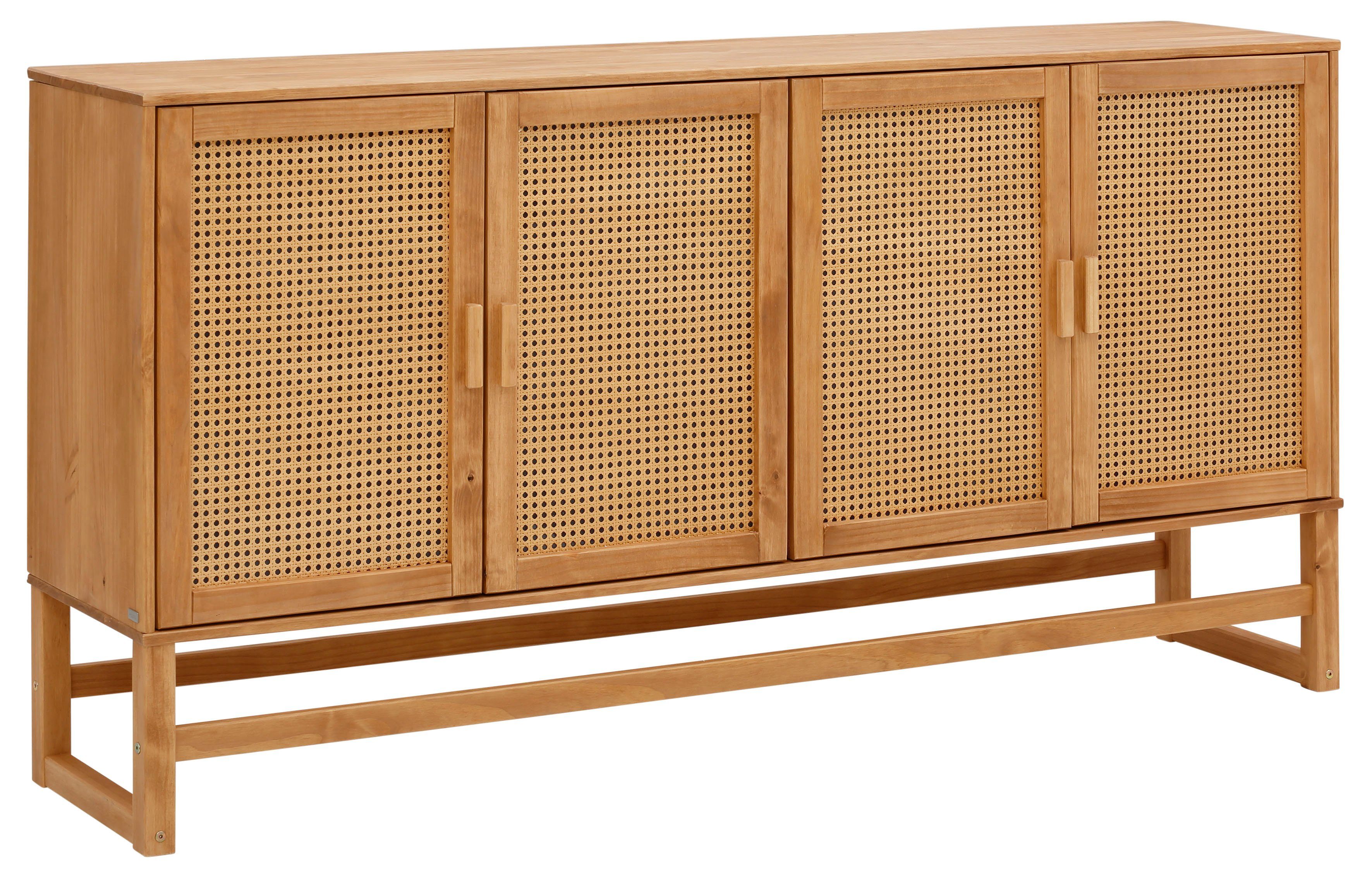 Home affaire Sideboard, Rattangeflecht auf den Türfronten, aus Massivholz, zwei Farbvarianten