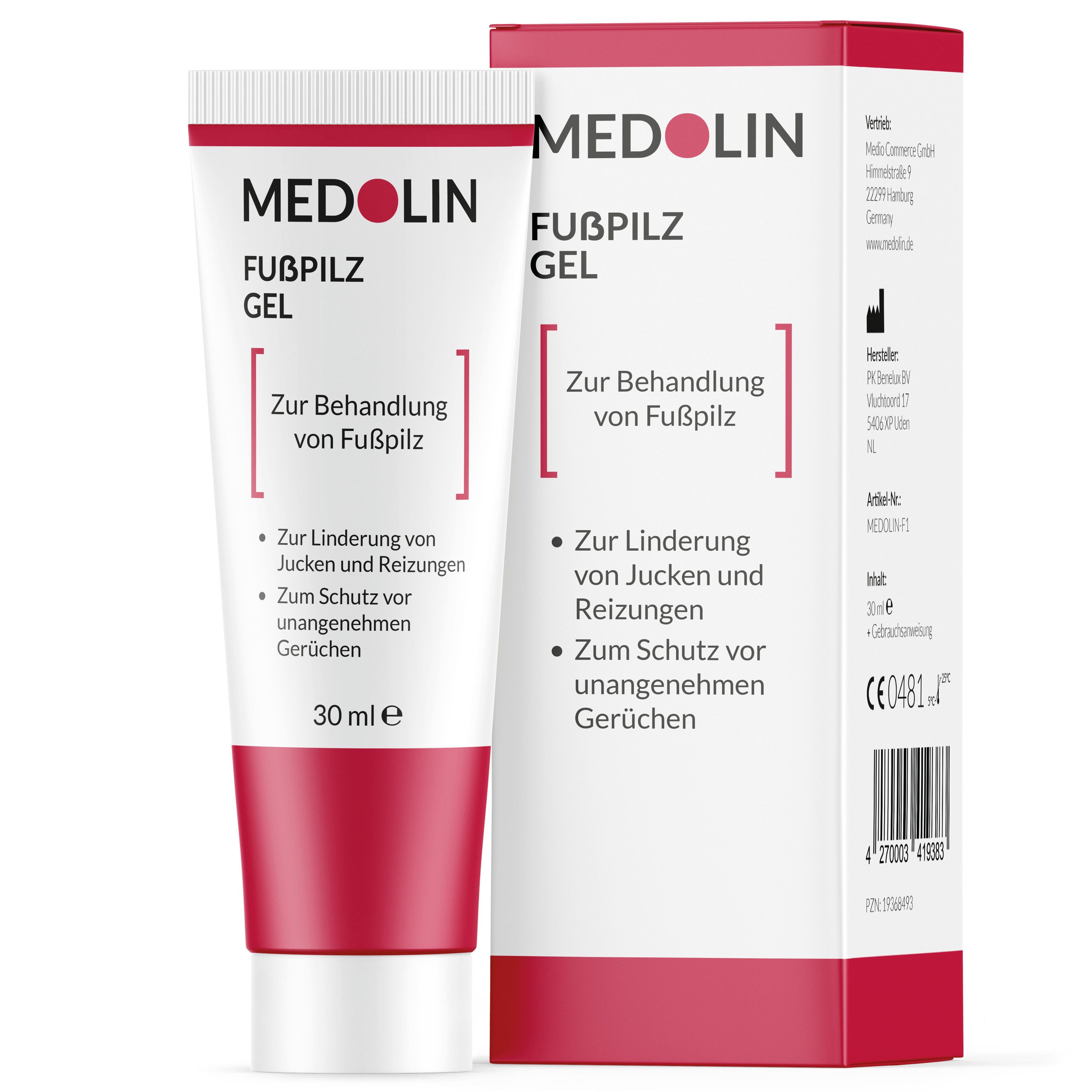 Medolin Fußpflegecreme Fußpilzgel - Fußpilz Behandlung - Effektive Fußpilz Creme, 1-tlg.