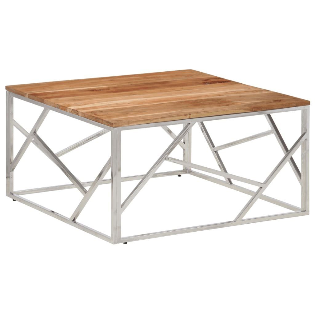 Couchtisch NA Couchtisch Silbern Edelstahl und Massivholz Akazie