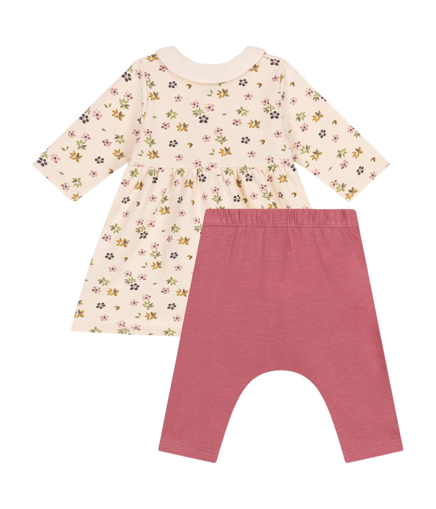Petit Bateau Kleid & Leggings Petit Bateau langärmeliges Baby Kleid rosa Blumenprint Leggings