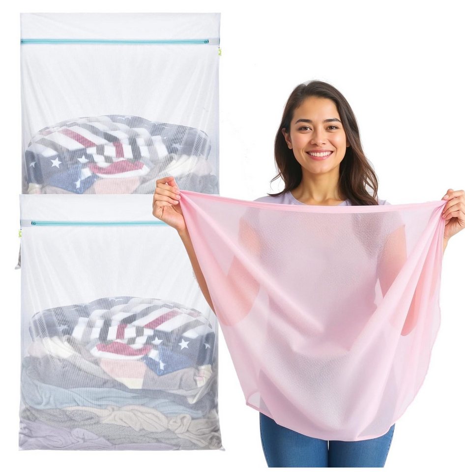Everhomely® Wäschenetz 2x XXL Wäschenetz Set 60x90 cm - Waschsack mit Reißverschluss,(Set, 2-St., 2 Stück), XXL Größe - 60 x 90 cm