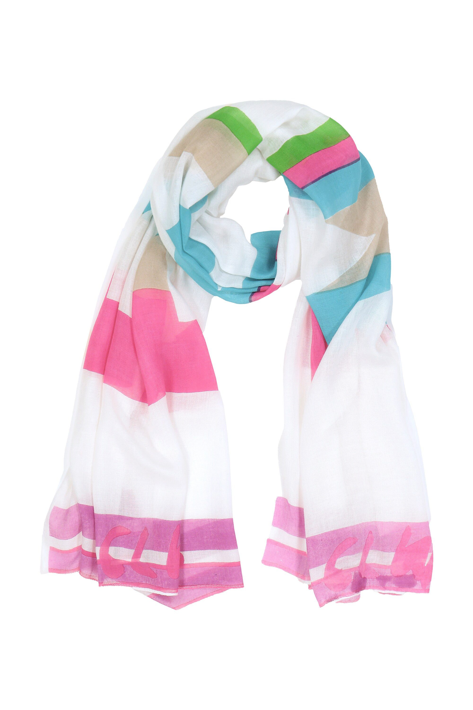 Ulla Popken Halstuch Schal Pink-Schriftzug Bordürendruck