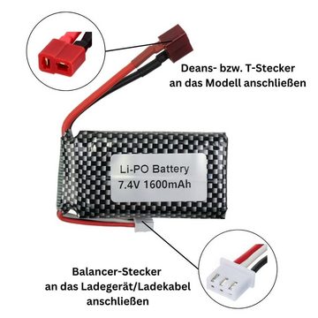 efaso Spielfahrzeug-Erweiterung Akku 7,4V 1600 mAh Deans Stecker für 9125 / 12428 / 12429