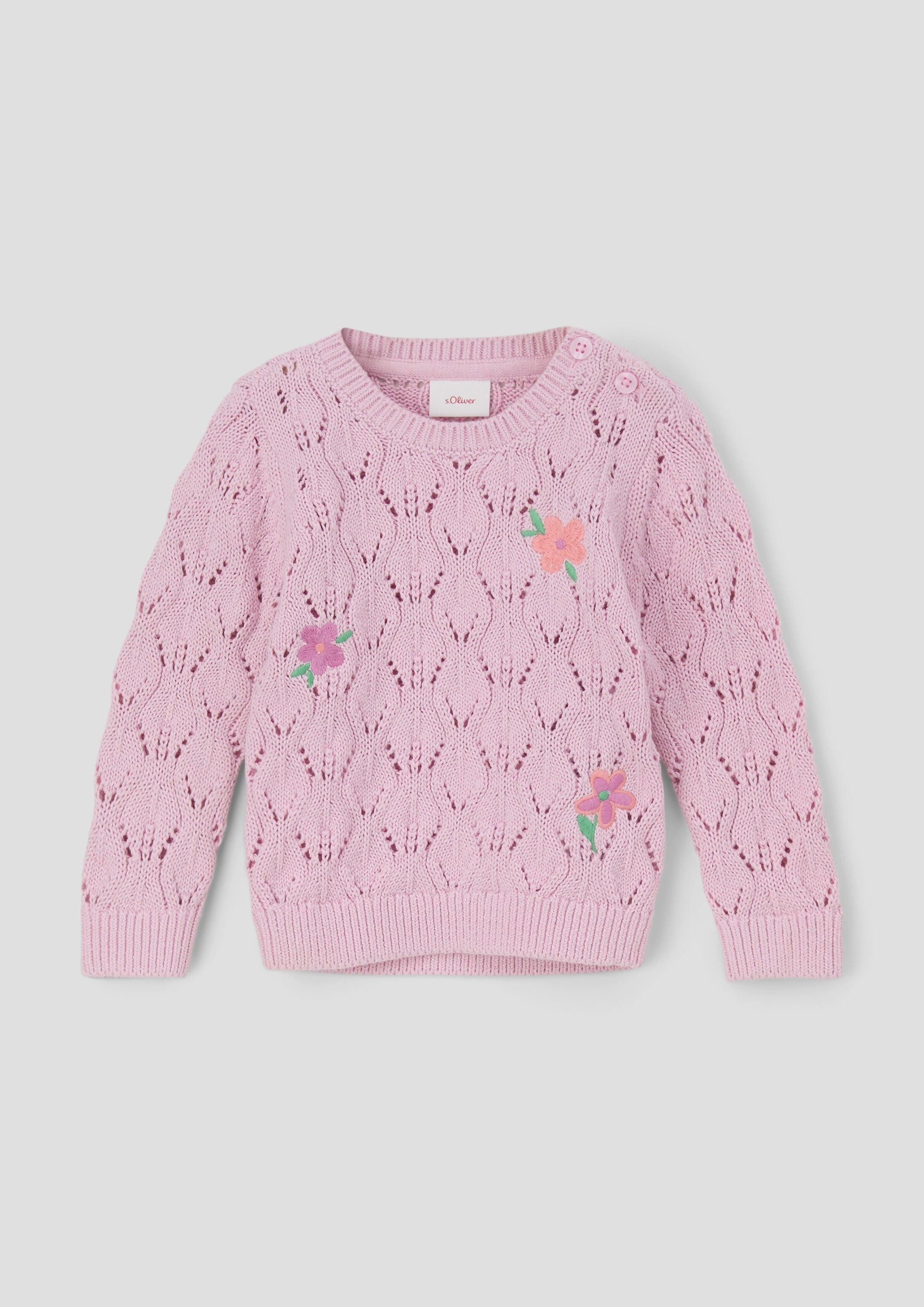 s.Oliver Longpullover Strickpullover Strickpullover mit Stickerei