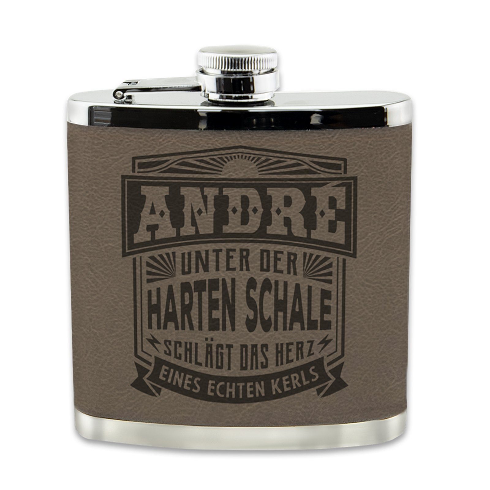 HTI-Living Flachmann Echter Kerl Flachmann Andre, Männer Trinkflasche mit Kunstleder