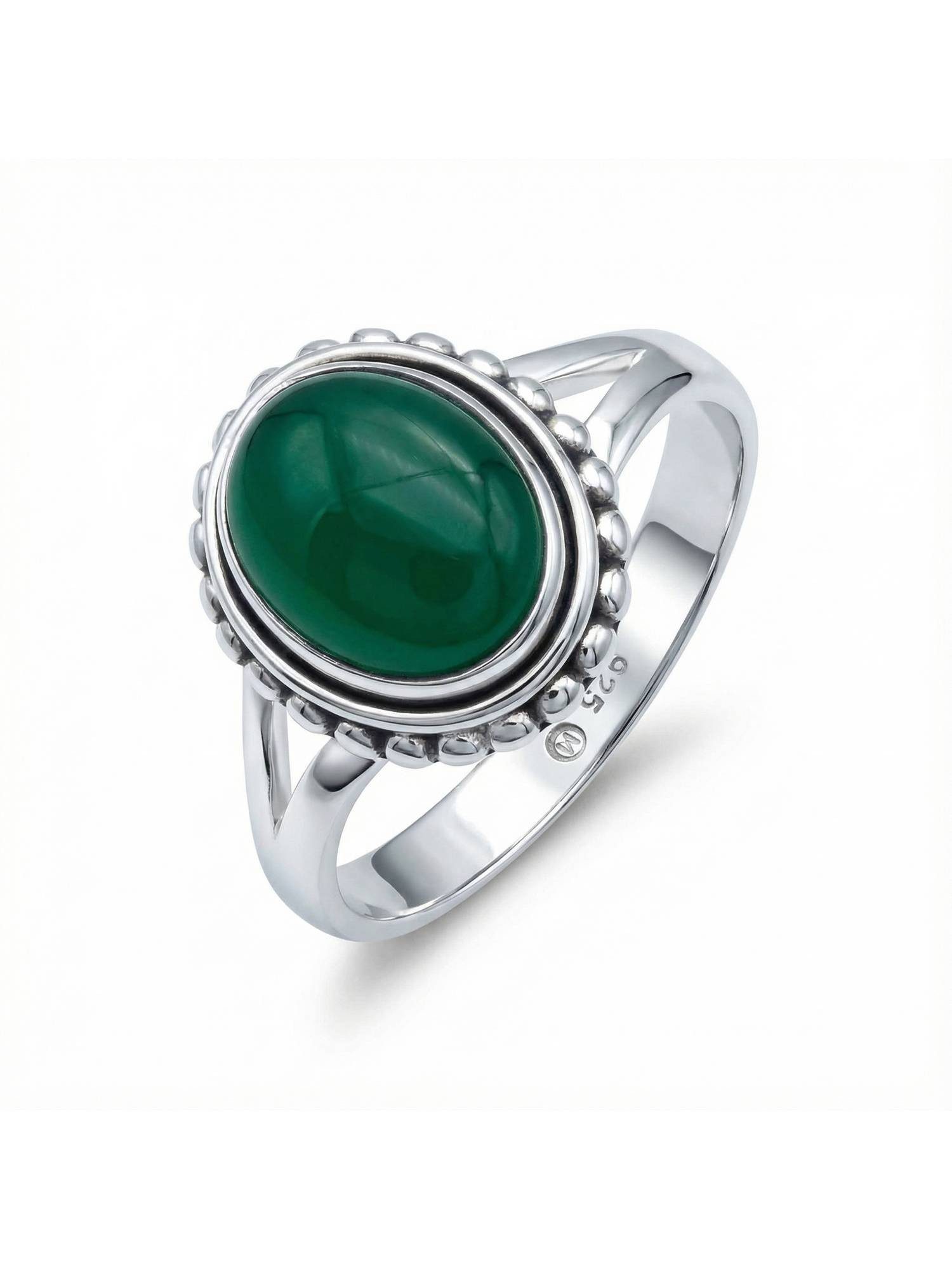 Silberring GAMSA aus 925 Silber mit grünen Onyx