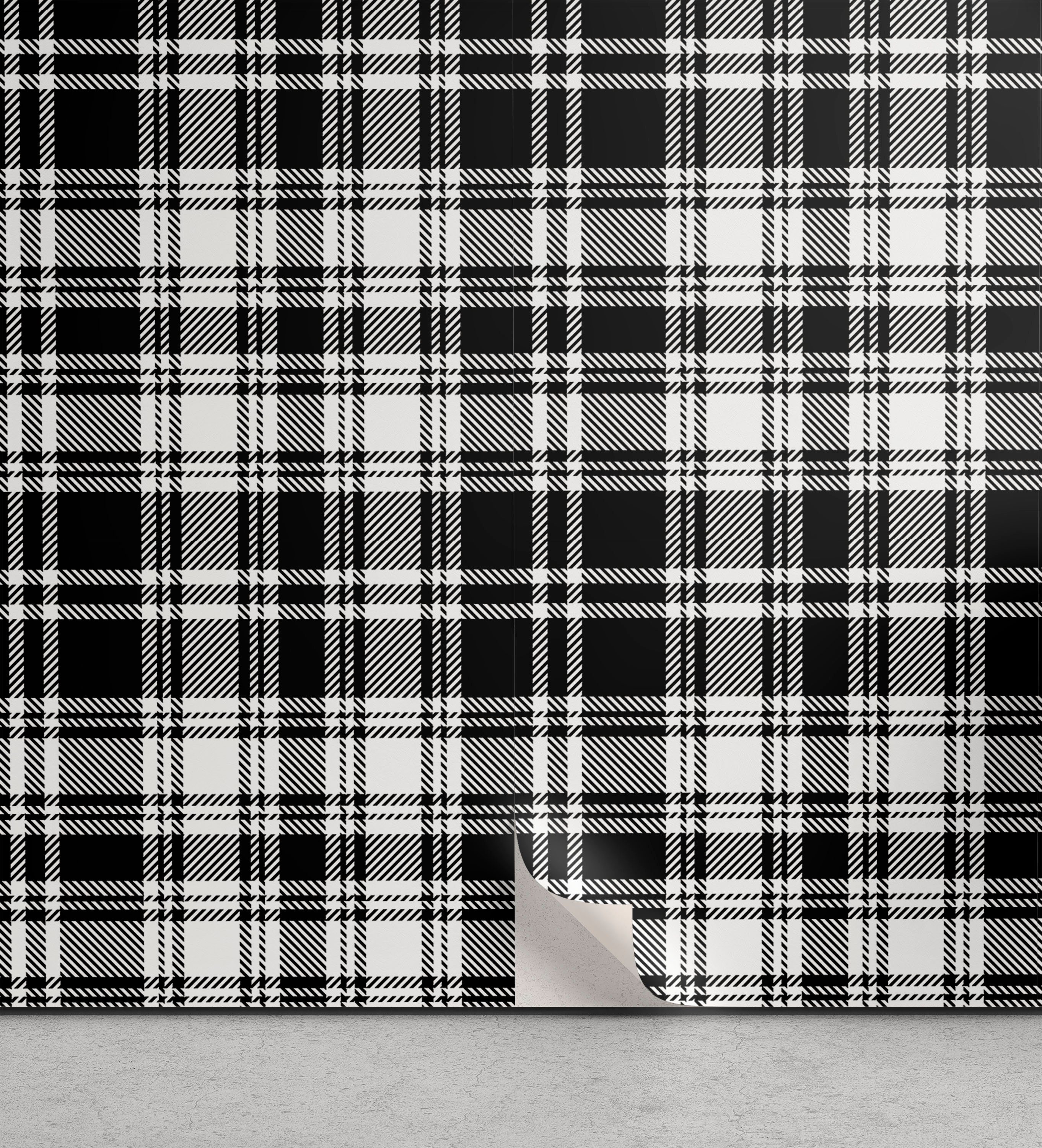 Abakuhaus Vinyltapete selbstklebendes Wohnzimmer Küchenakzent, Abstrakt Britische Tartan-Muster