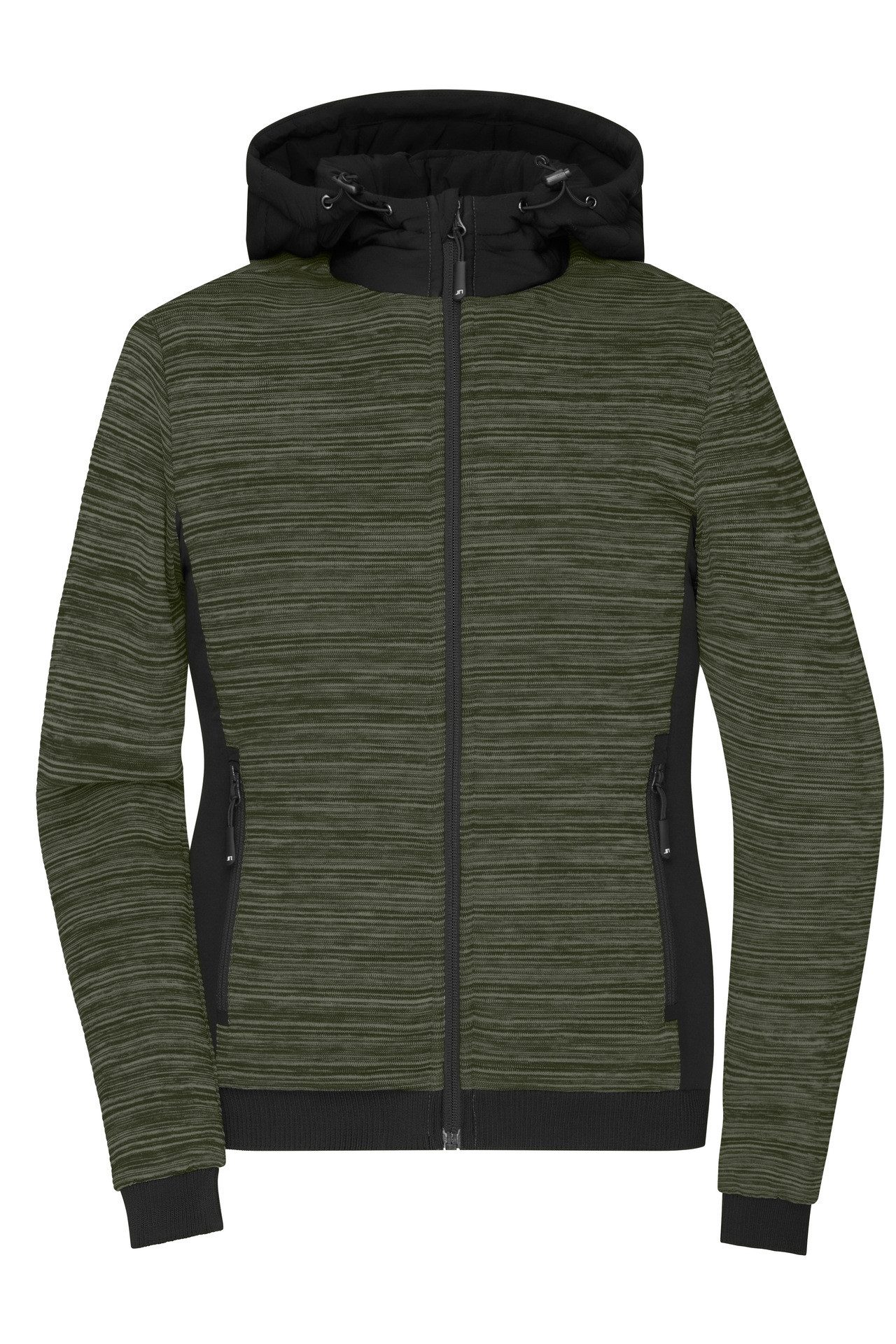 James & Nicholson Strickfleecejacke Wattierte Damen Strickfleece Jacke im attraktiven Materialmix JN1843 Hybridjacke mit wärmender Wattierung