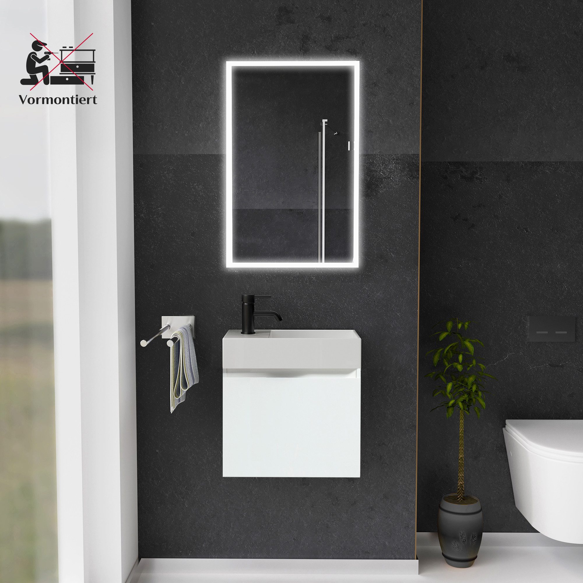 Alpenberger Badmöbel-Set - Waschbecken mit Unterschrank - Badschrank Komple günstig online kaufen