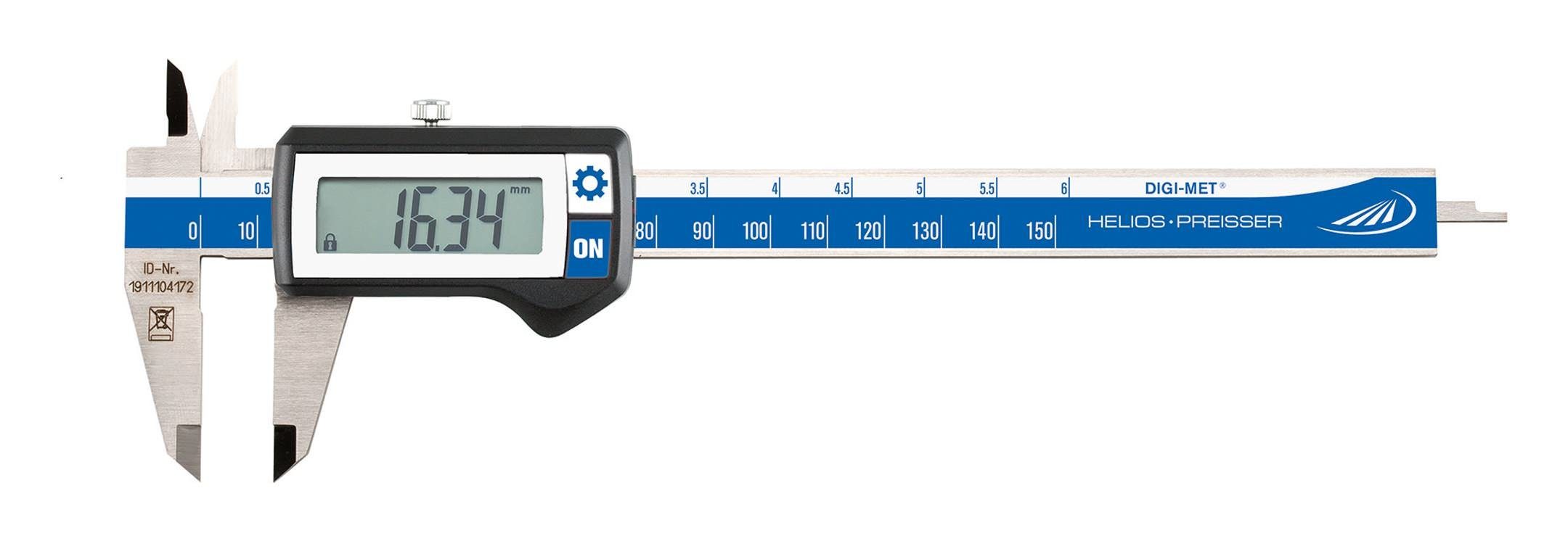 HELIOS PREISSER Messschieber, Digital-Taschenmessschieber 150 mm mit Daten