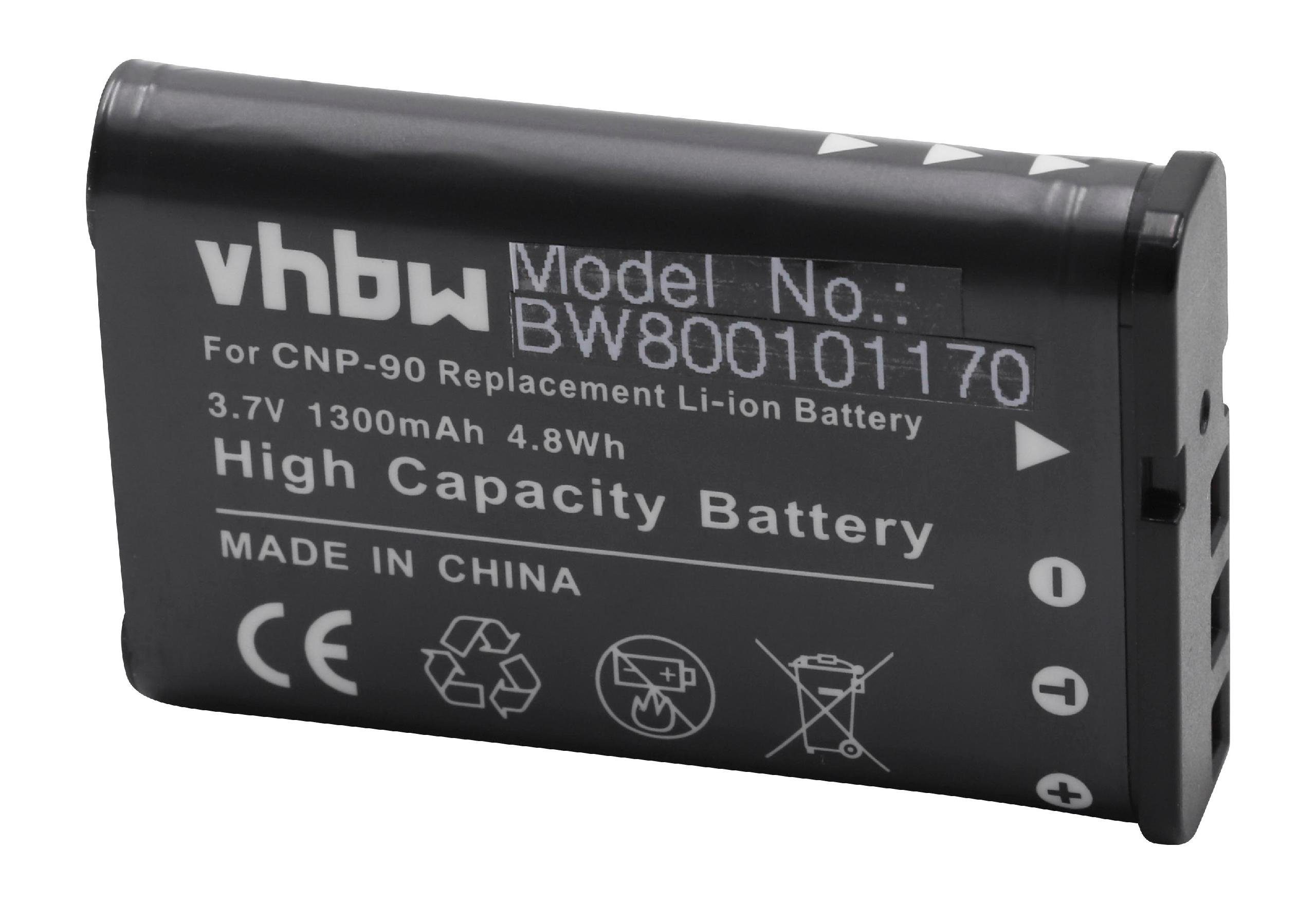 vhbw Kamera-Akku Ersatz für Casio NP-90 für Foto Kompakt (1300mAh, 3,6V, Li-Ion) 1300 mAh