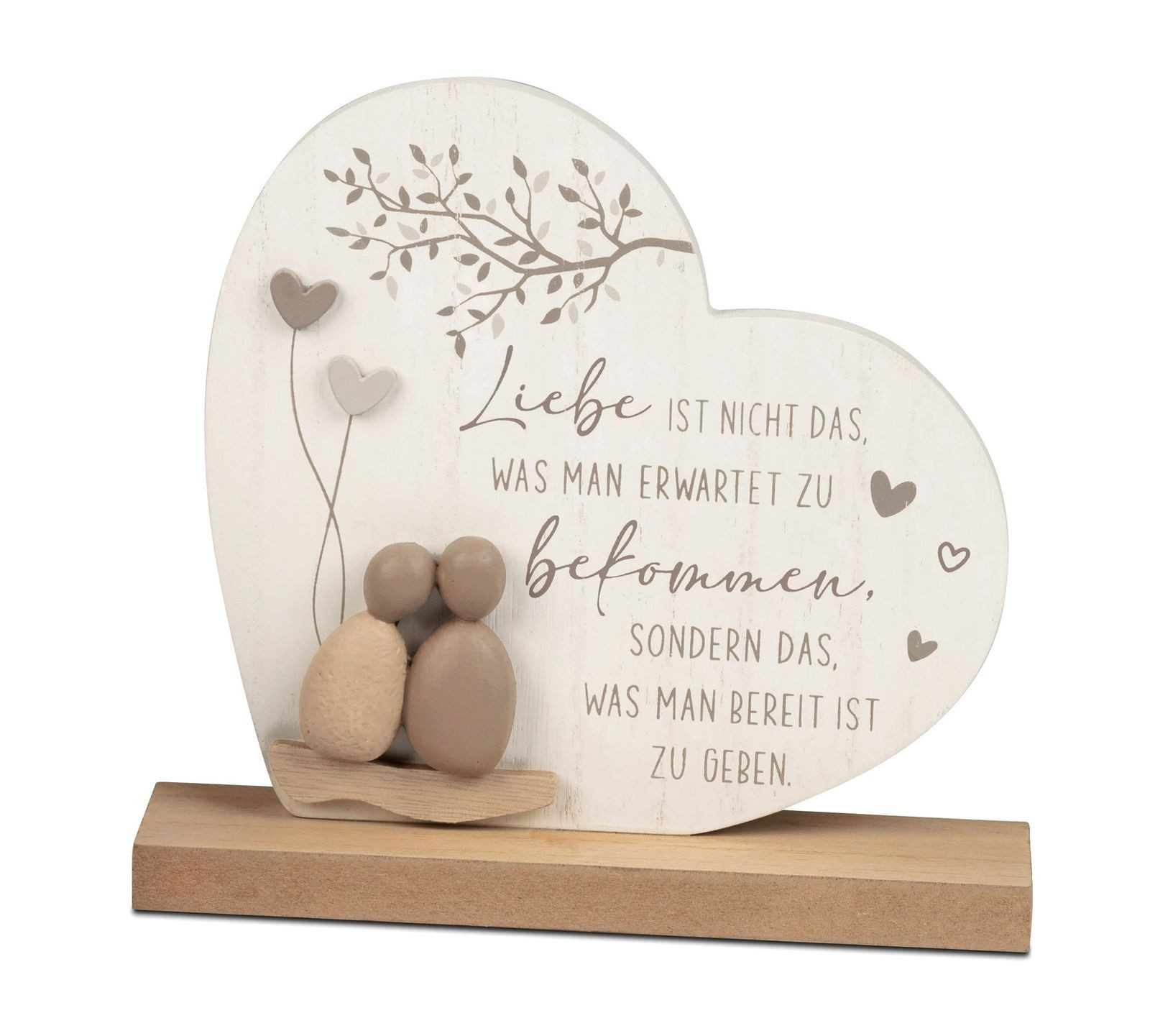 formano Holzbild Herz Holz mit Fuß und Spruch 20 cm Liebevolle Wohn-Deko Steinoptik
