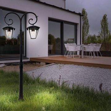 V-TAC Außen-Stehlampe, Leuchtmittel nicht inklusive, Außen Leuchte Garten Weg Kandelaber ALU Steh Beleuchtung IP44 Glas