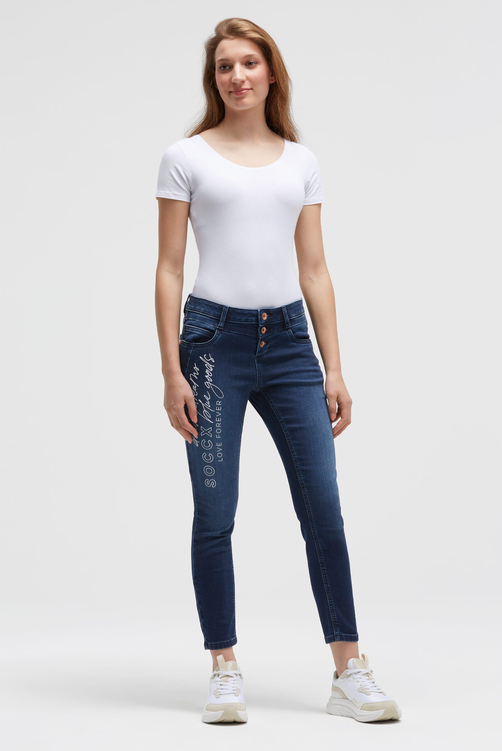 SOCCX Slim-fit-Jeans mit verkürztem Bein
