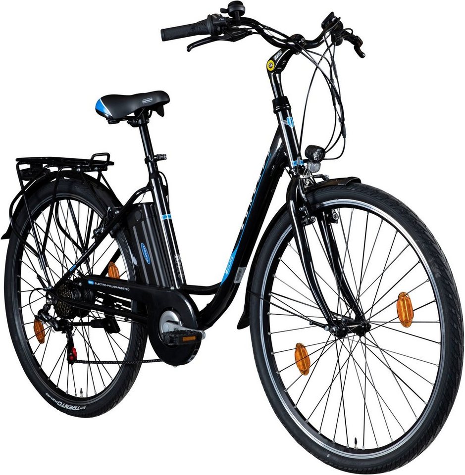 Thumbnail - Zündapp E-Bike Cityrad Z505, 6 Gang Shimano Tourney Schaltwerk, Kettenschaltung, Heckmotor, 374 Wh, Pedelec, Elektrofahr...