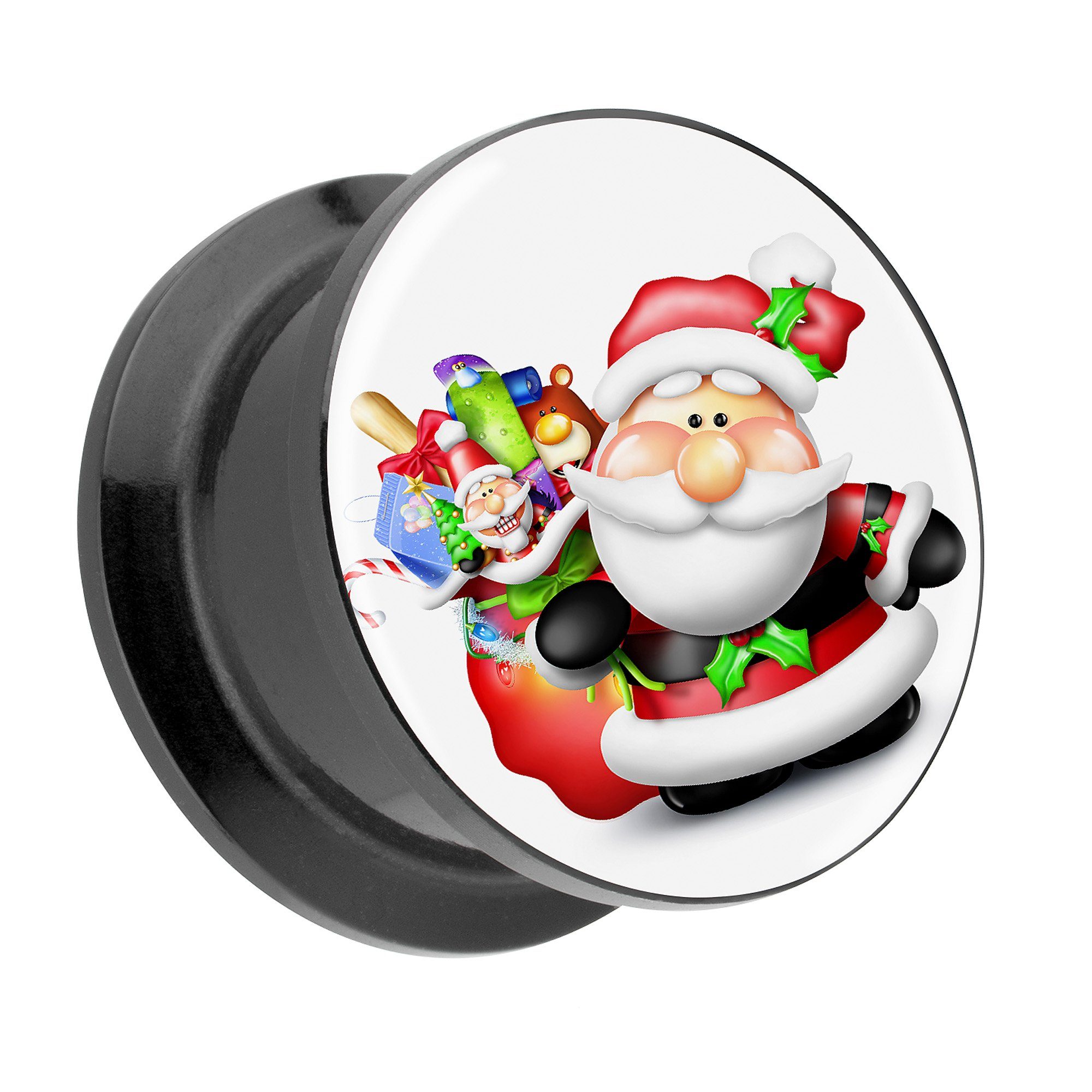 Taffstyle Plug Piercing Schraub Weihnachtsmann Geschenken, Ohrpiercing Schraubverschluß mit Kunststoff Flesh Tunnel Ohr Plug