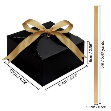 Belle Vous Organizer Schwarzer Quadratischer Kraft Geschenkkarton - 50 Stück - 12x12x6 cm, Black Square Kraft Gift Box - 50 pcs - 12x12x6 cm