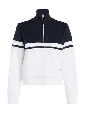 Tommy Hilfiger Sweatjacke BLOCKED STRIPE REG ZIPTHRU HWK mit Logostickerei