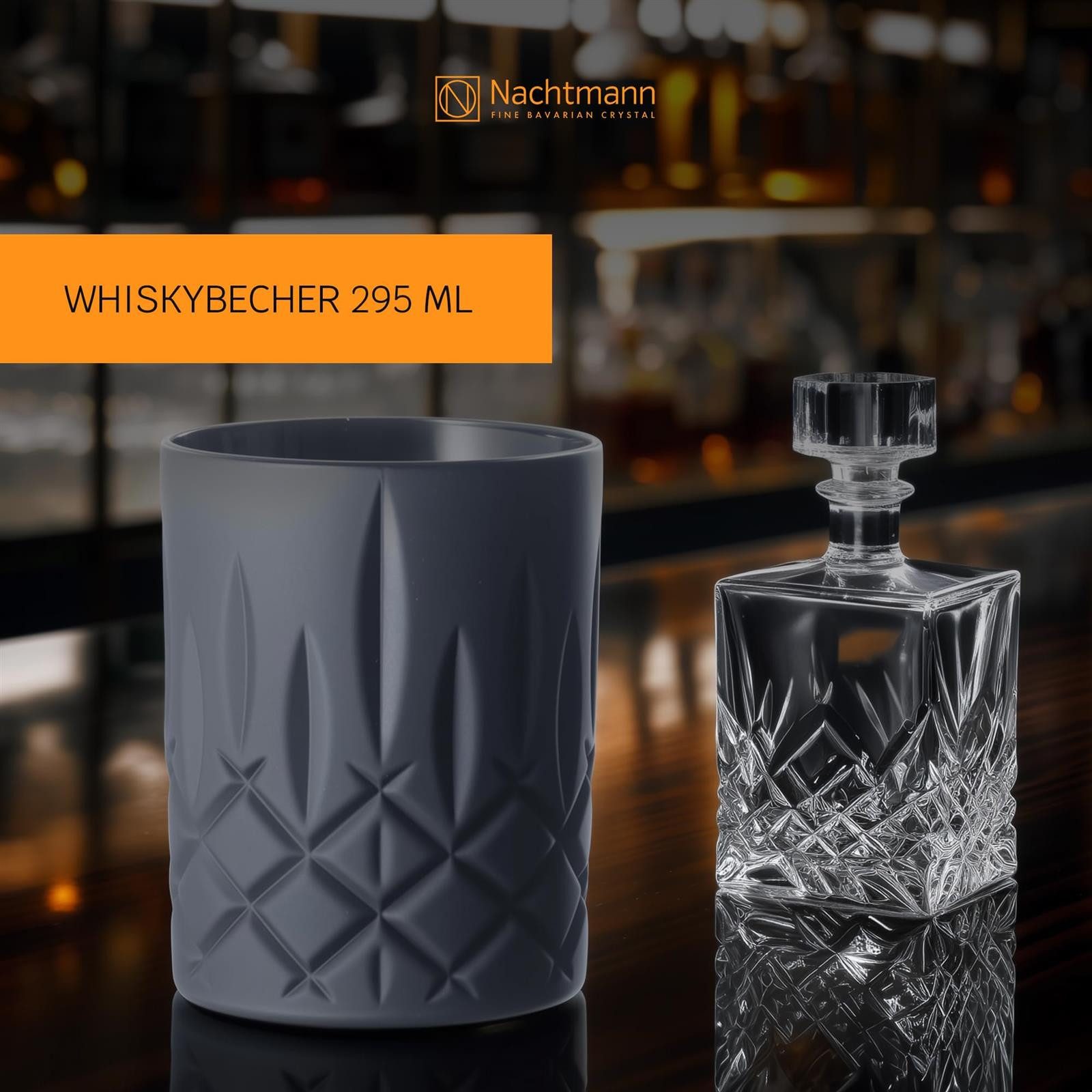 Nachtmann Whiskyglas Noblesse Black Edition Whiskygläser 295 ml 2er Set, 2-tlg., Glas