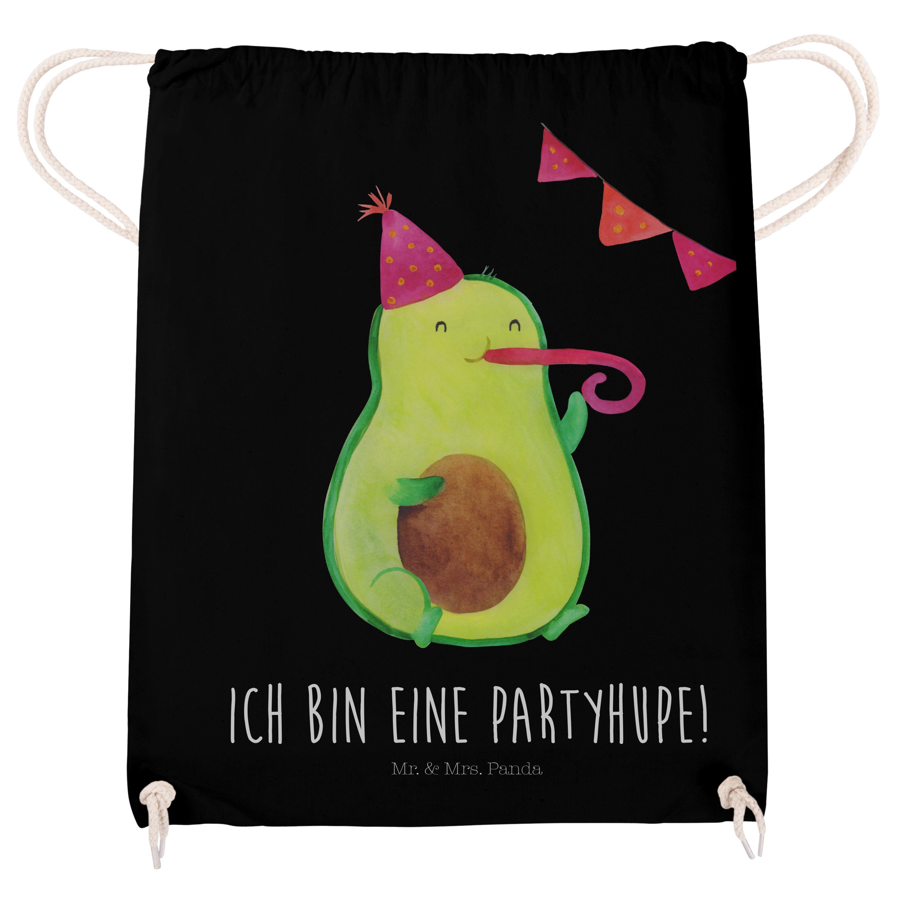 Partyhupe Mrs. - Mr. (1-tlg) Schwarz - Gute Laune, Avocado Sporttasche & Tasc Panda Sportbeutel, Geschenk,
