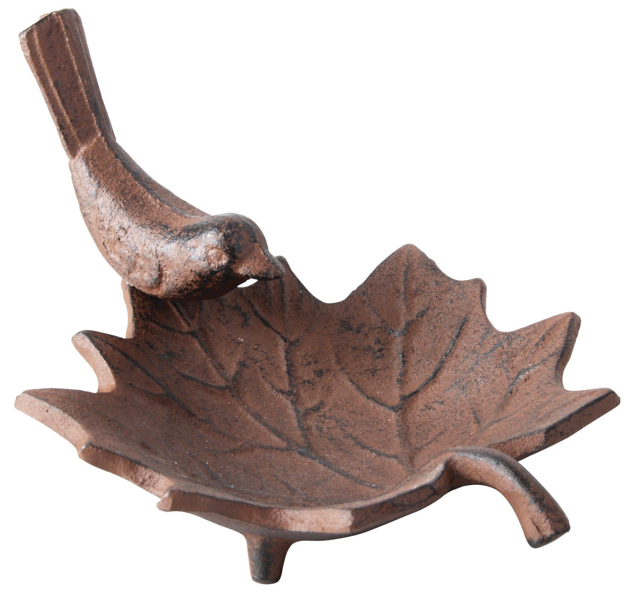 Dekowunder Vogeltränke Vogeltränke Vogel Bad Vogelbecken Futterschale Gusseisen Blatt