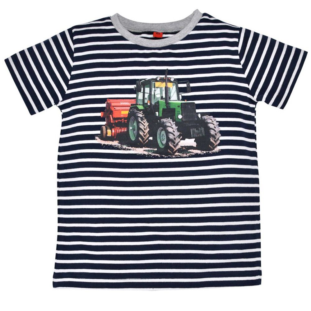 T-Shirt Jungen T-Shirt 'Traktor' 33158, Blau Weiß Gestrei