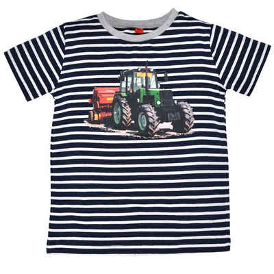 BONDI T-Shirt Jungen T-Shirt 'Traktor' 33158, Blau Weiß Gestrei