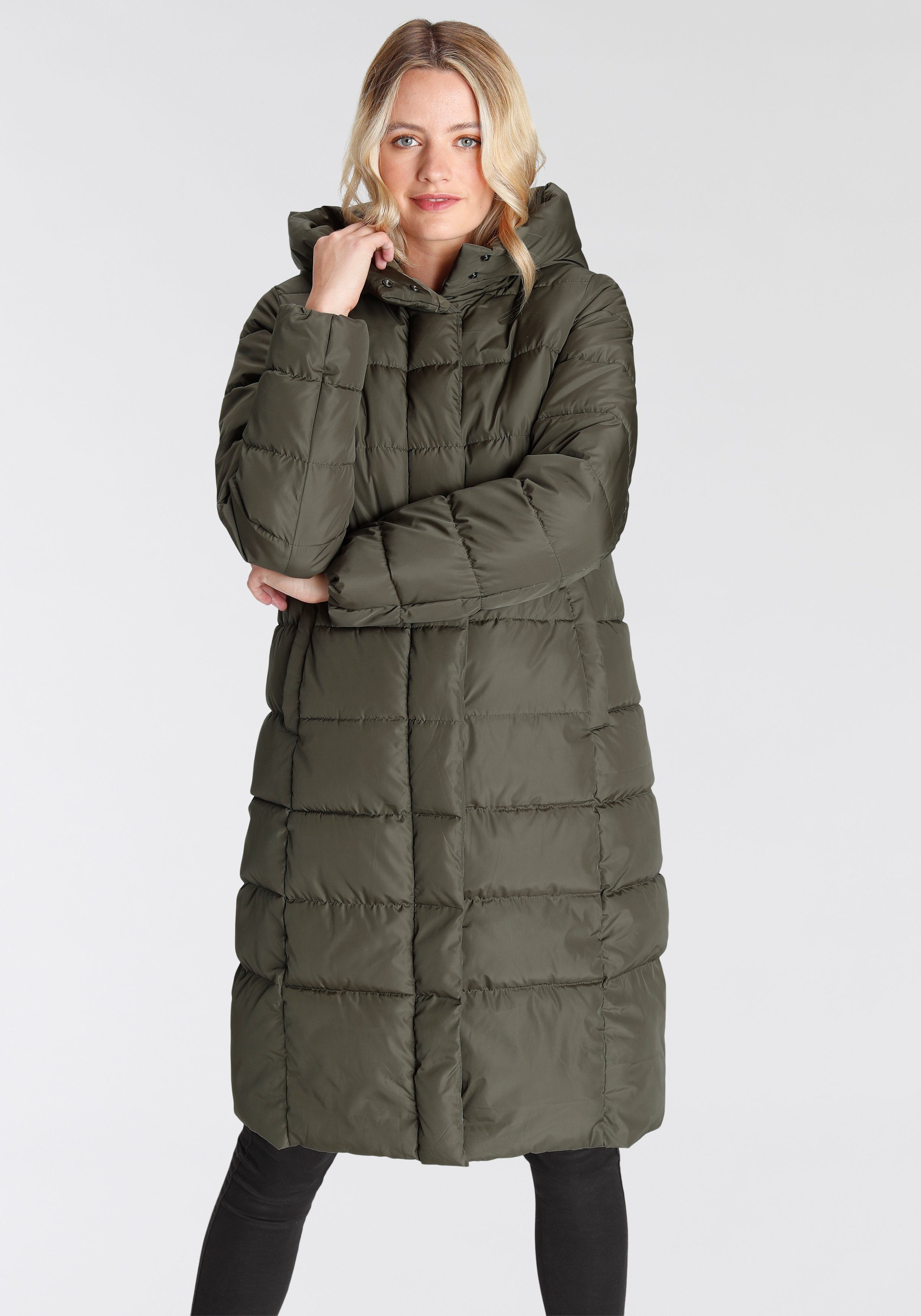 ONLY Steppmantel ONLTINA PUFFER X LONG COAT OTW mit Kapuze